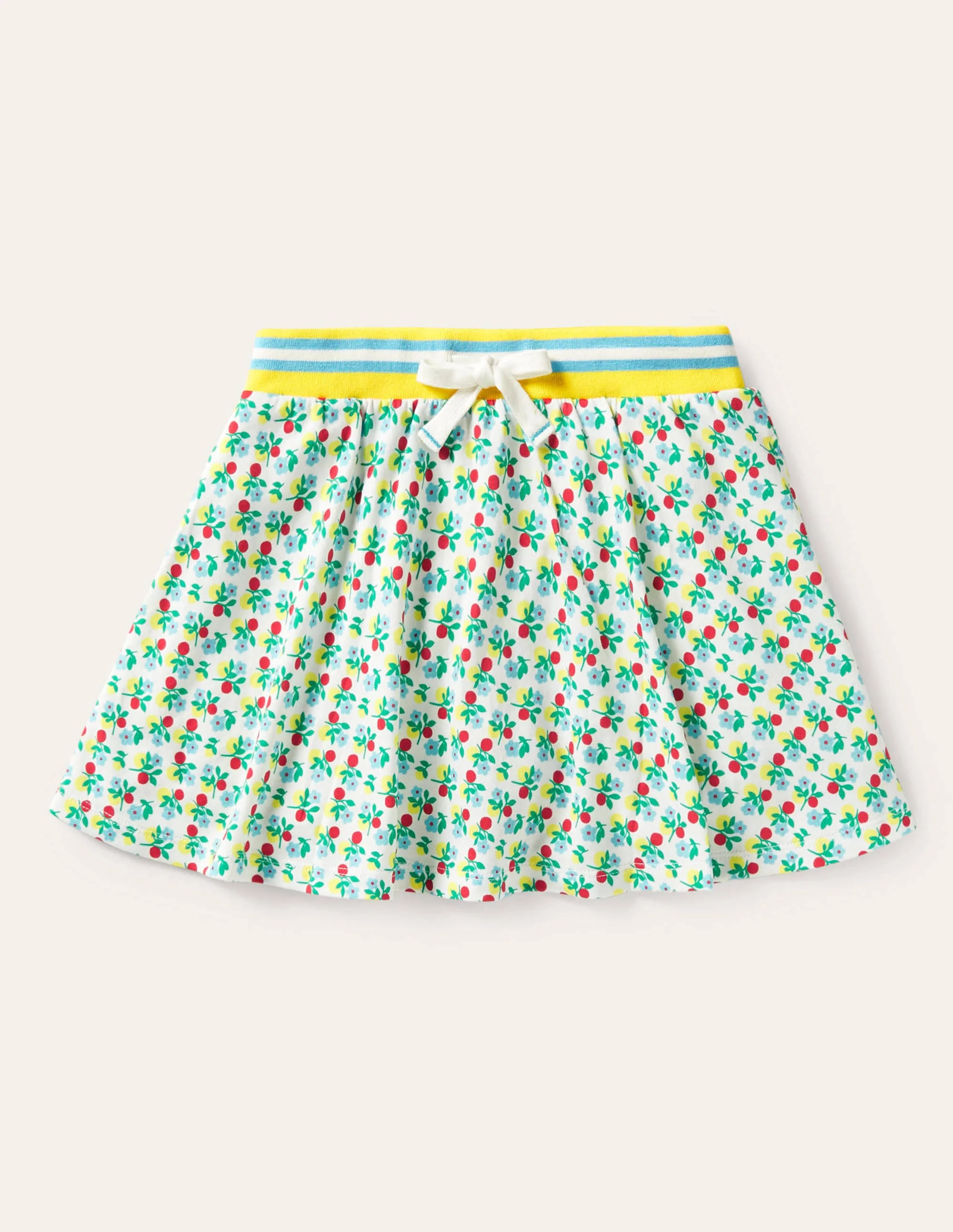 Printed Jersey Skort-Ivory Berry Blossom
