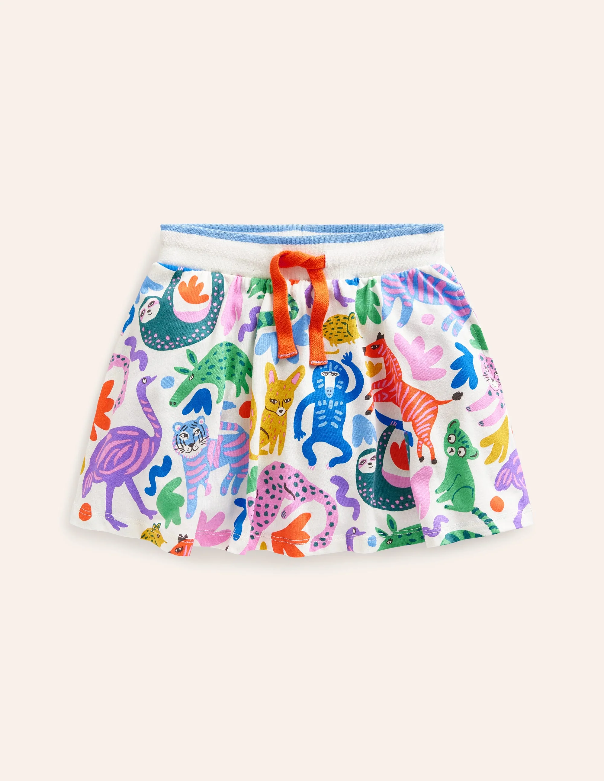 Printed Jersey Skort-Multi Geo Clouds
