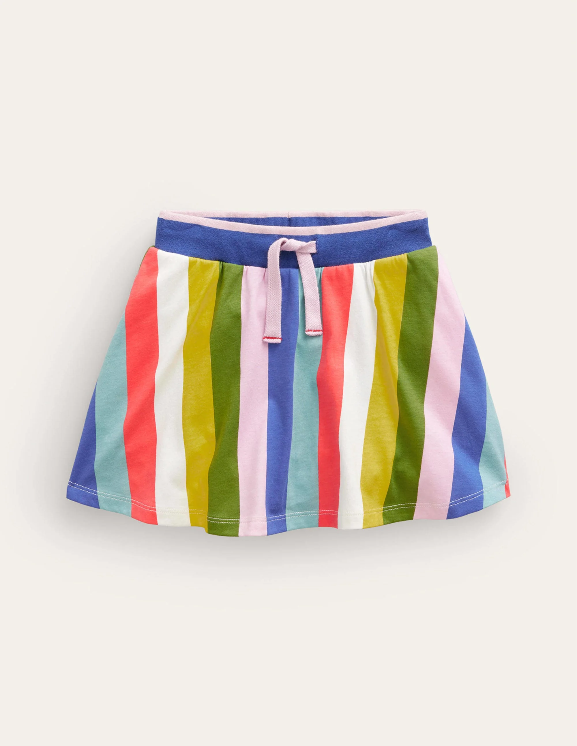 Printed Jersey Skort-Multi Rainbow Stripe