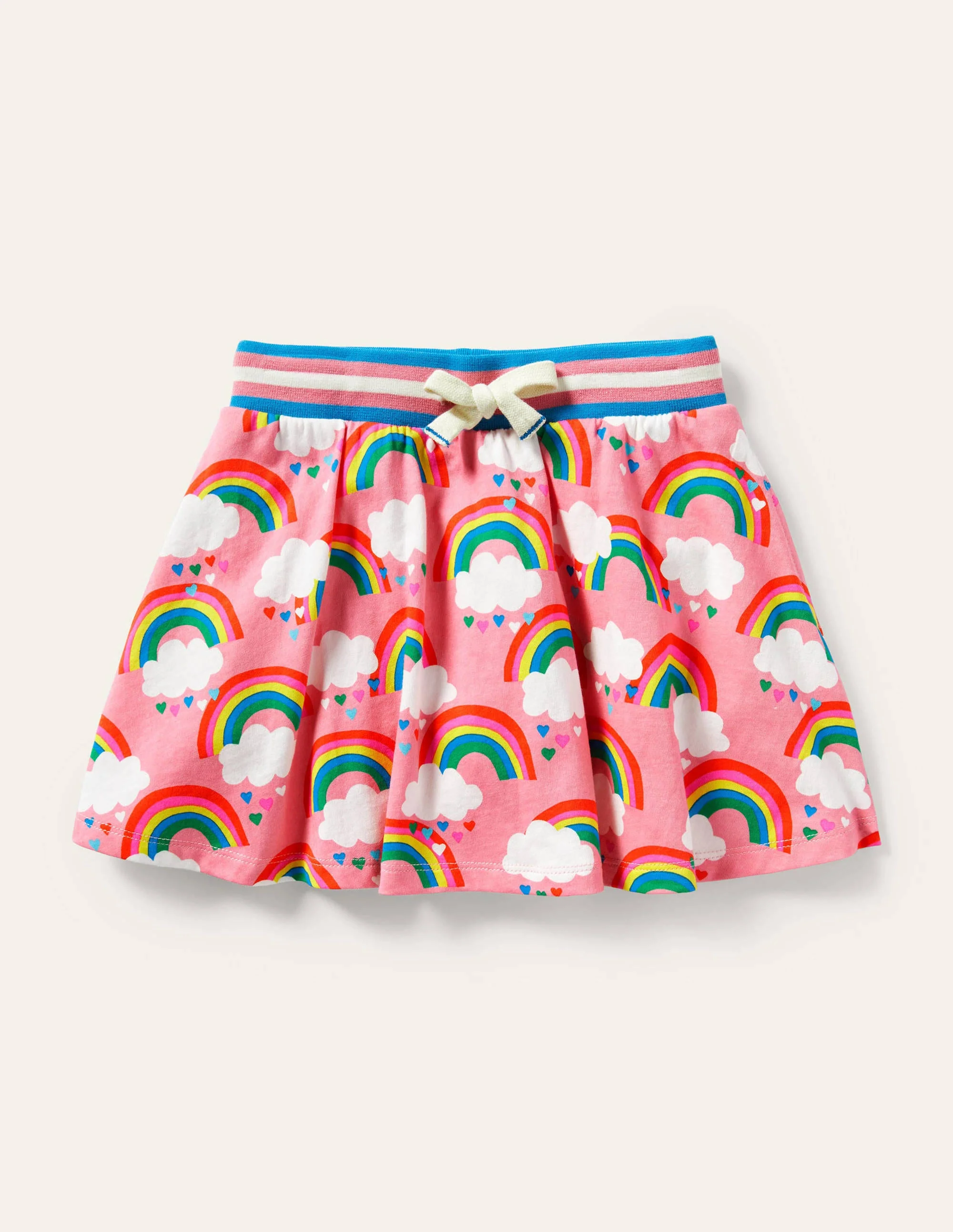 Printed Jersey Skort-Pink Lemonade Rainbows