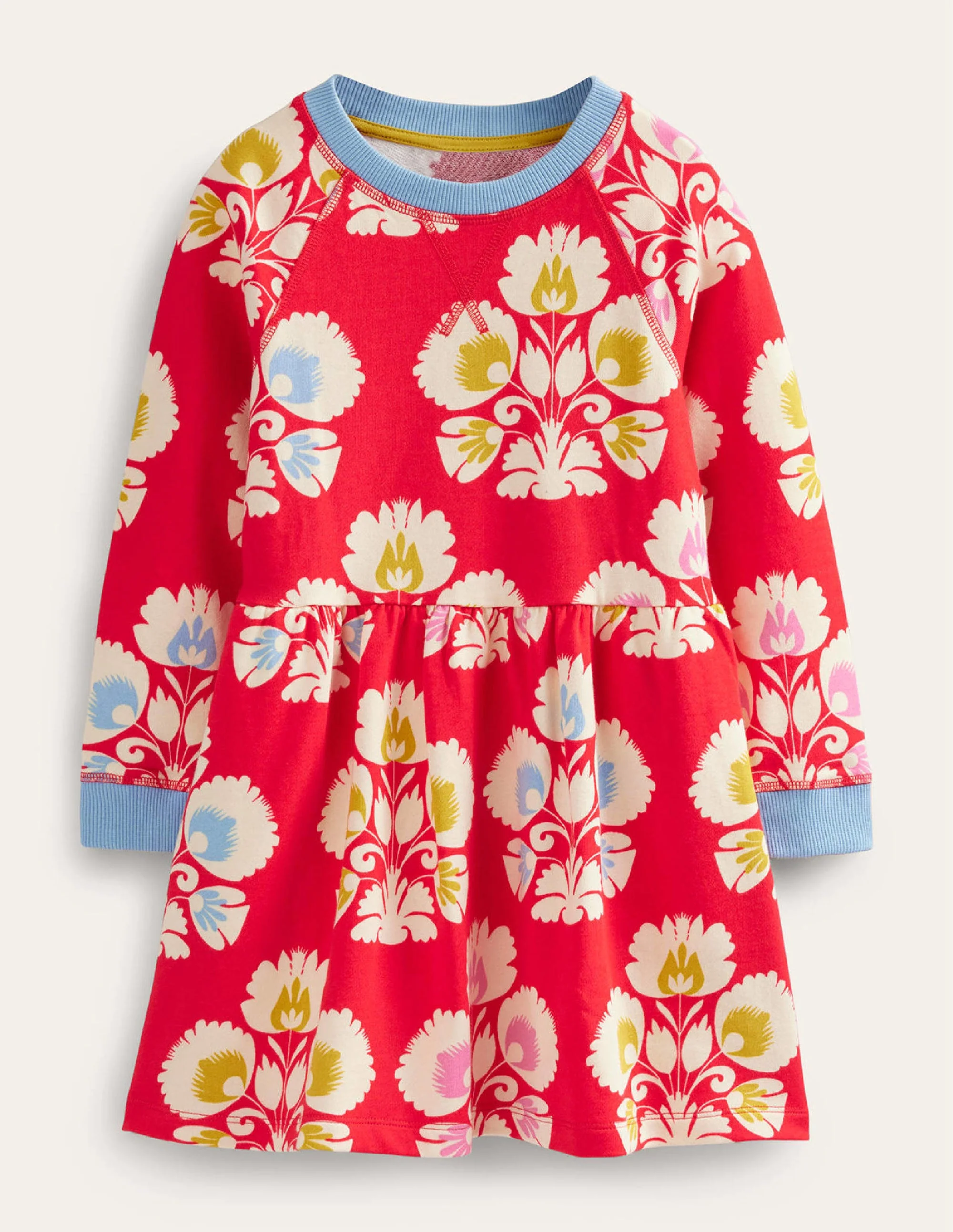 Printed Sweatshirt Dress-Strawberry Tart Woodblock