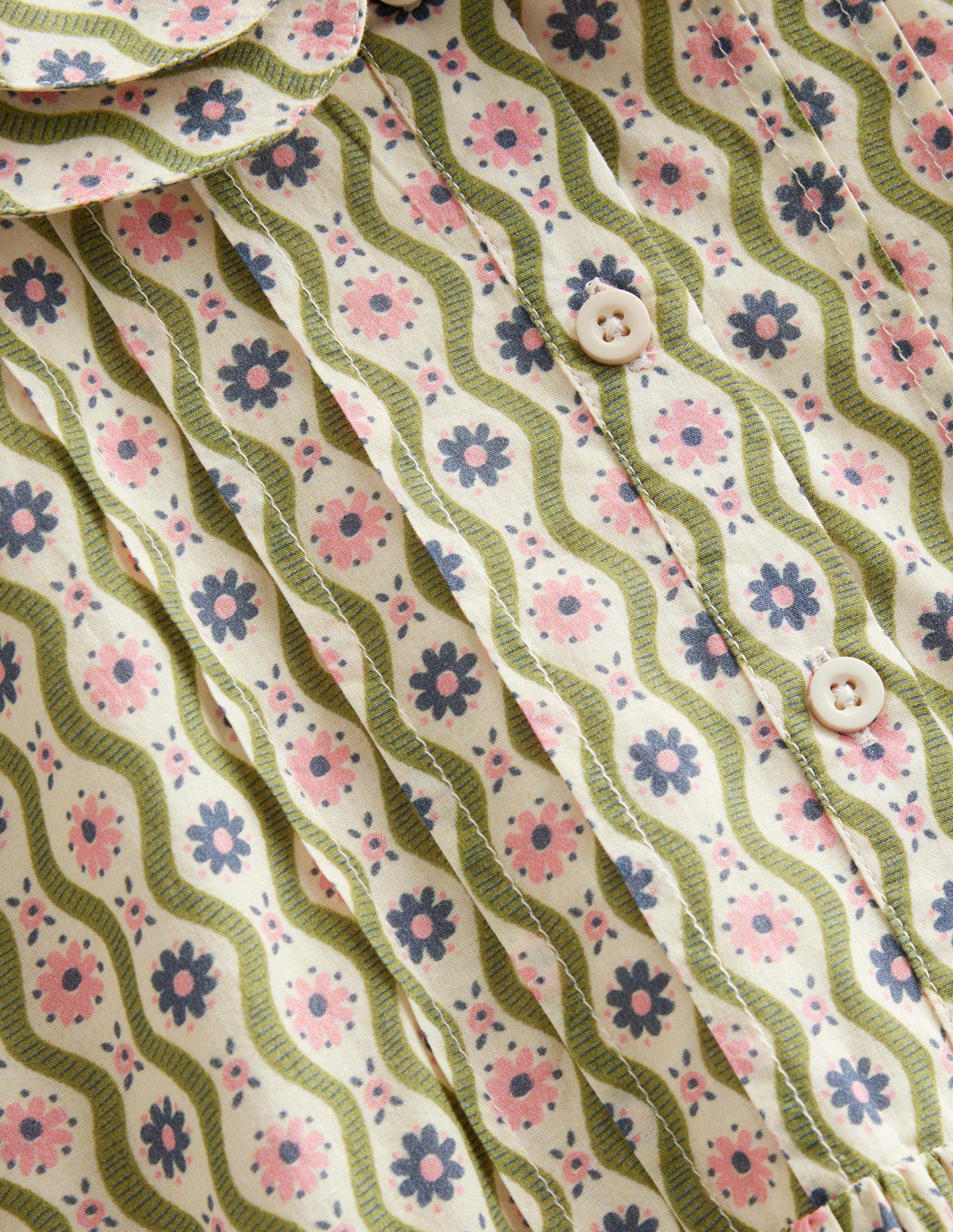 Printed Tea Dress-Vanilla Pod Daisy Wave - Image 3
