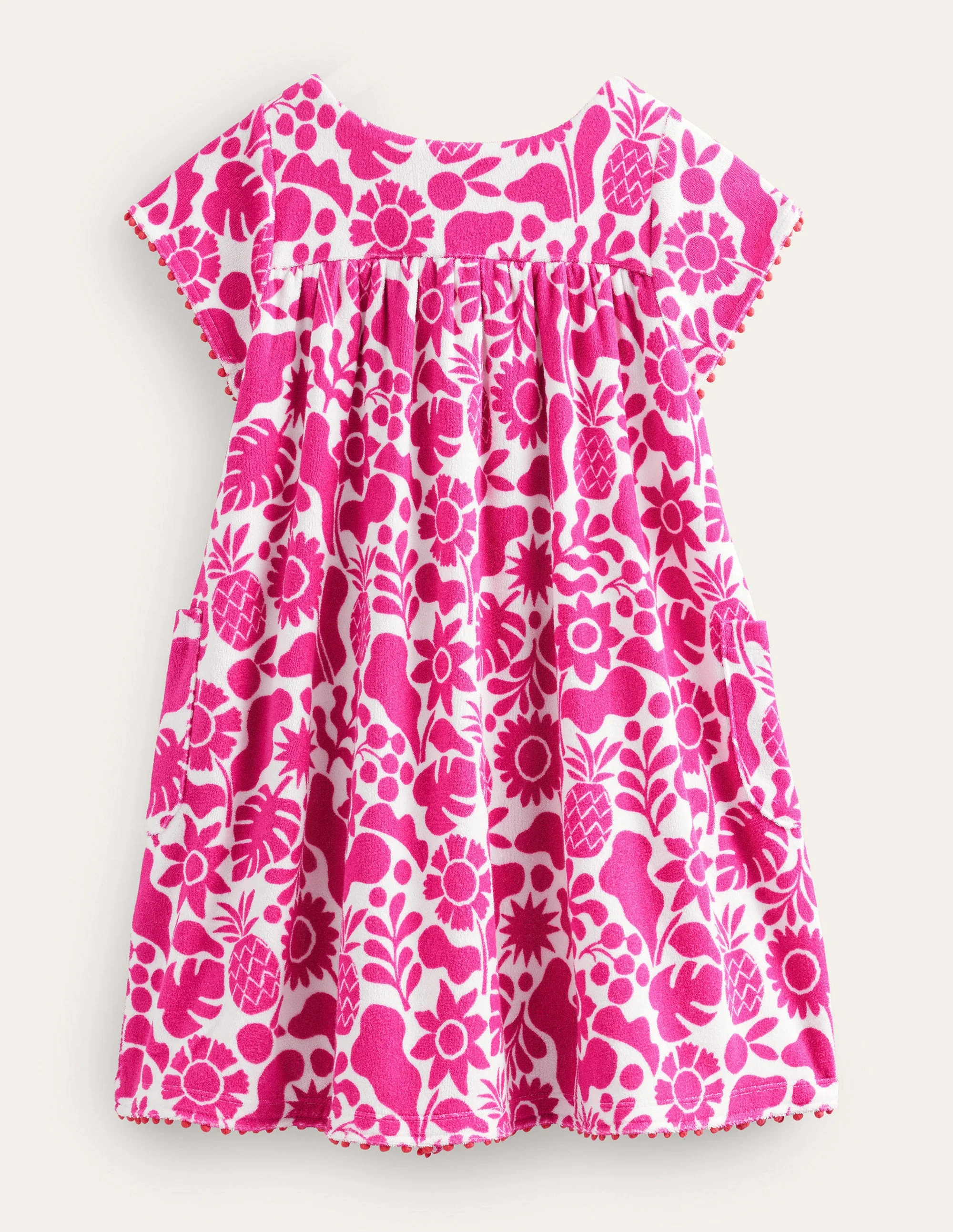 Printed Towelling Dress-Amazing Pink Holiday Floral - Image 2