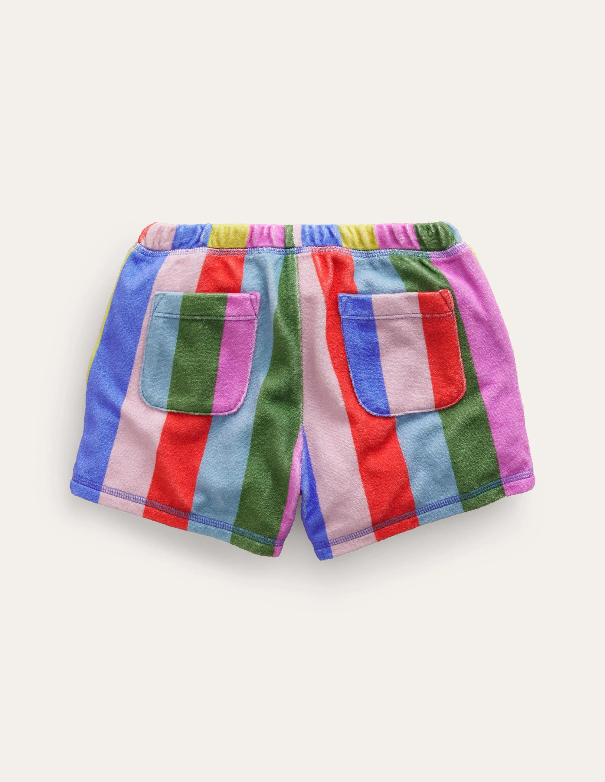 Printed Towelling Shorts-Multi Rainbow Stripe - Image 2