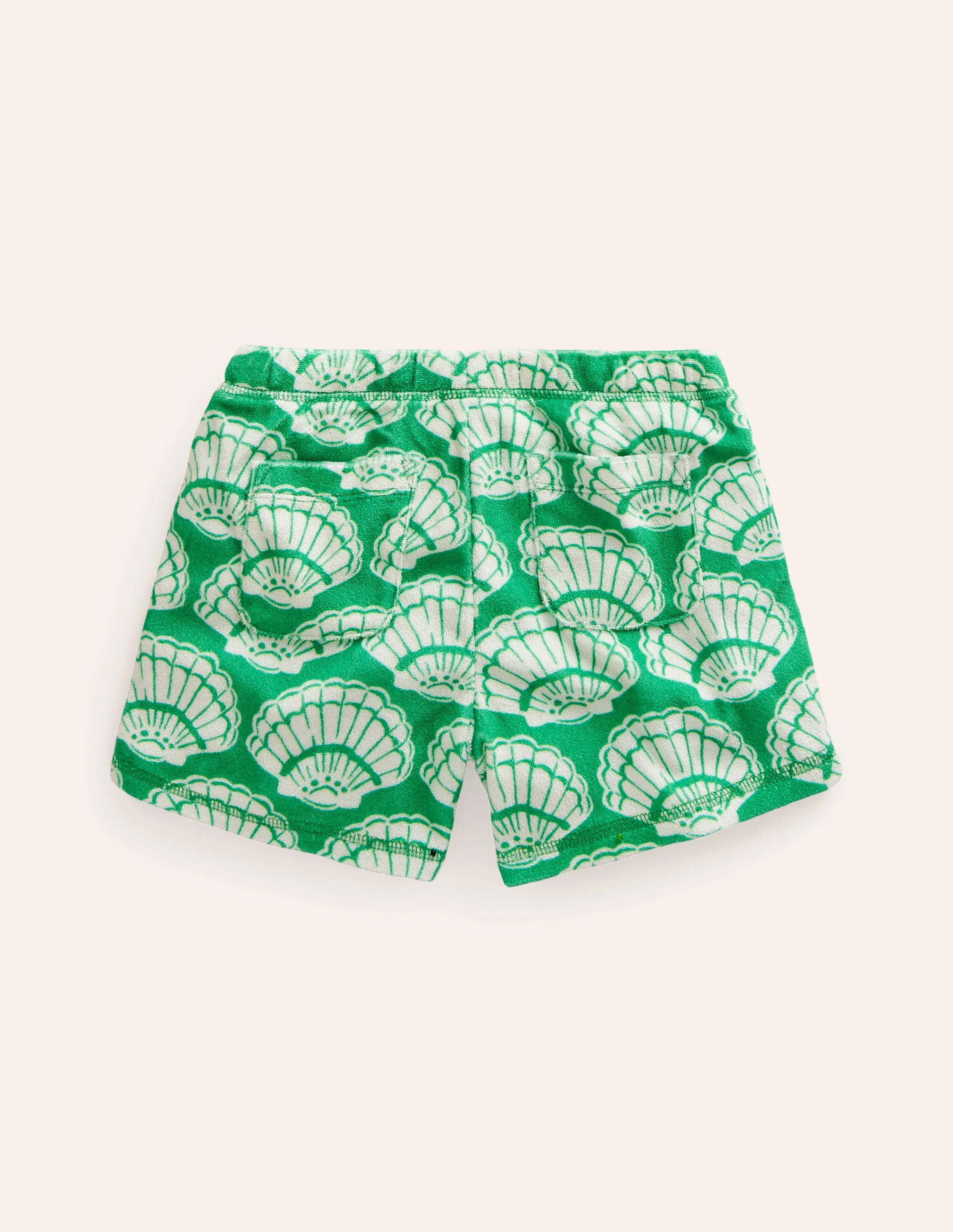 Printed Towelling Shorts-Pea Green Seashells - Image 2