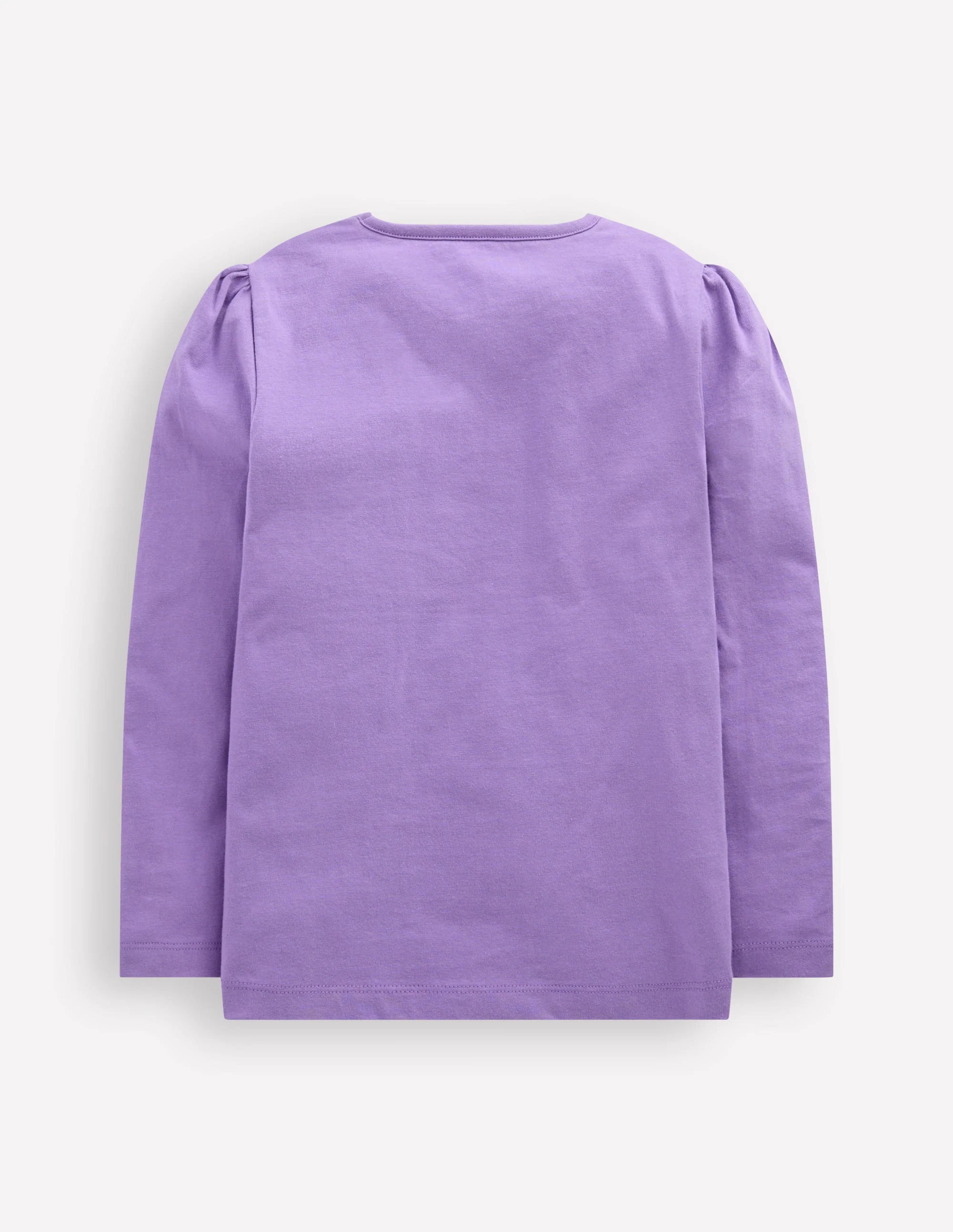 Puff Sleeve Applique T-shirt-Aster Purple Flower Cats - Image 2
