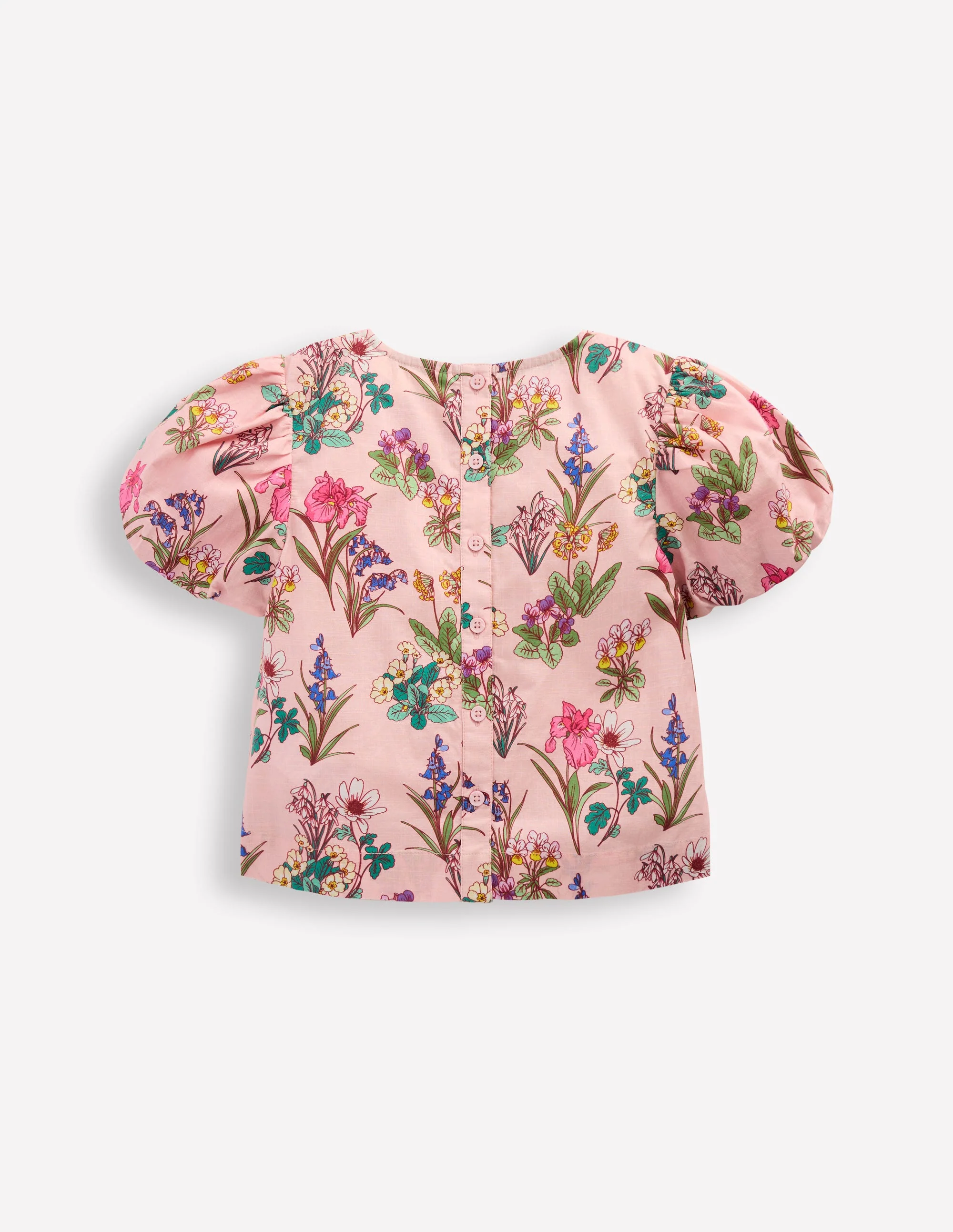 Puff Sleeve Woven Top-Pink Floral - Image 2