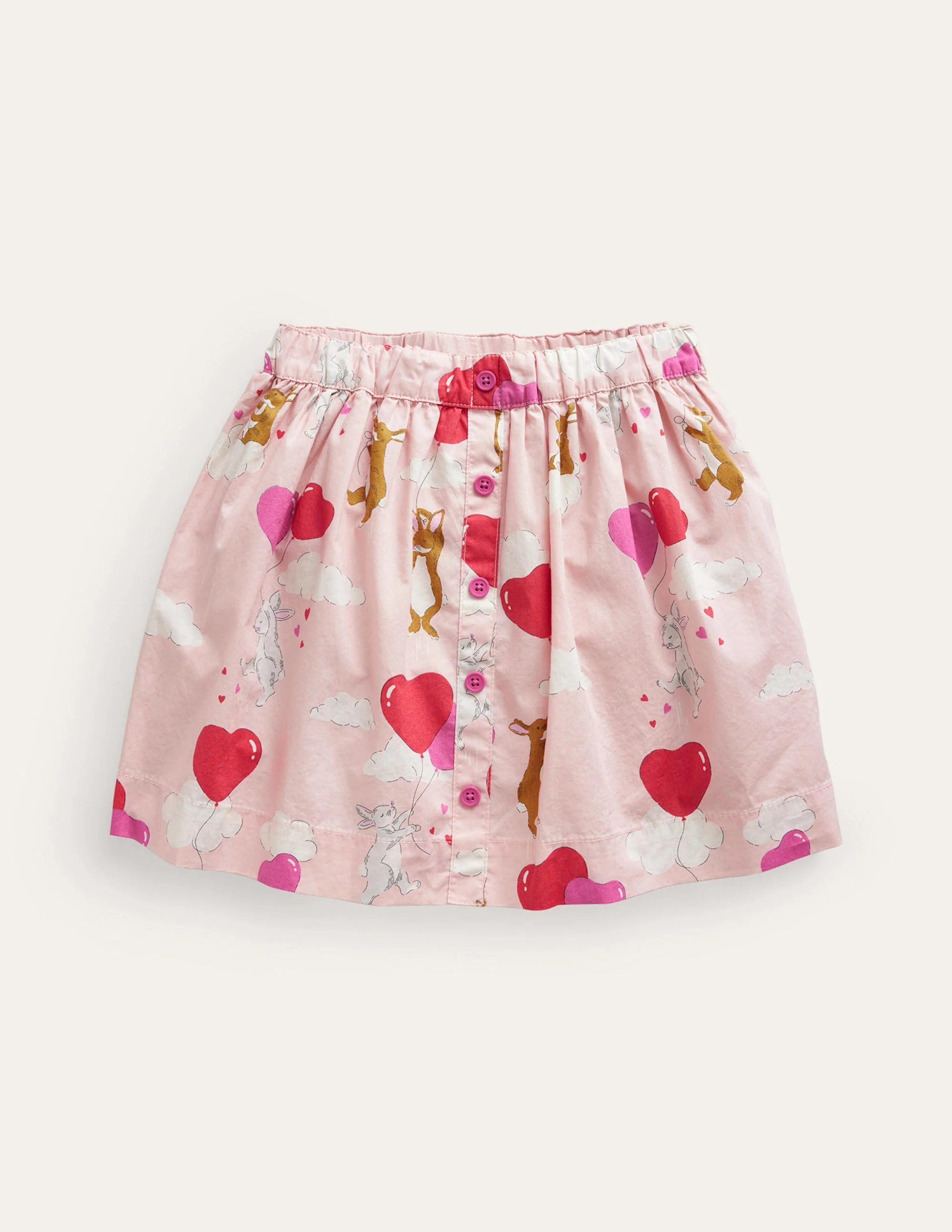 Pull On Twirly Skirt-Ballet Pink Love Bunnies