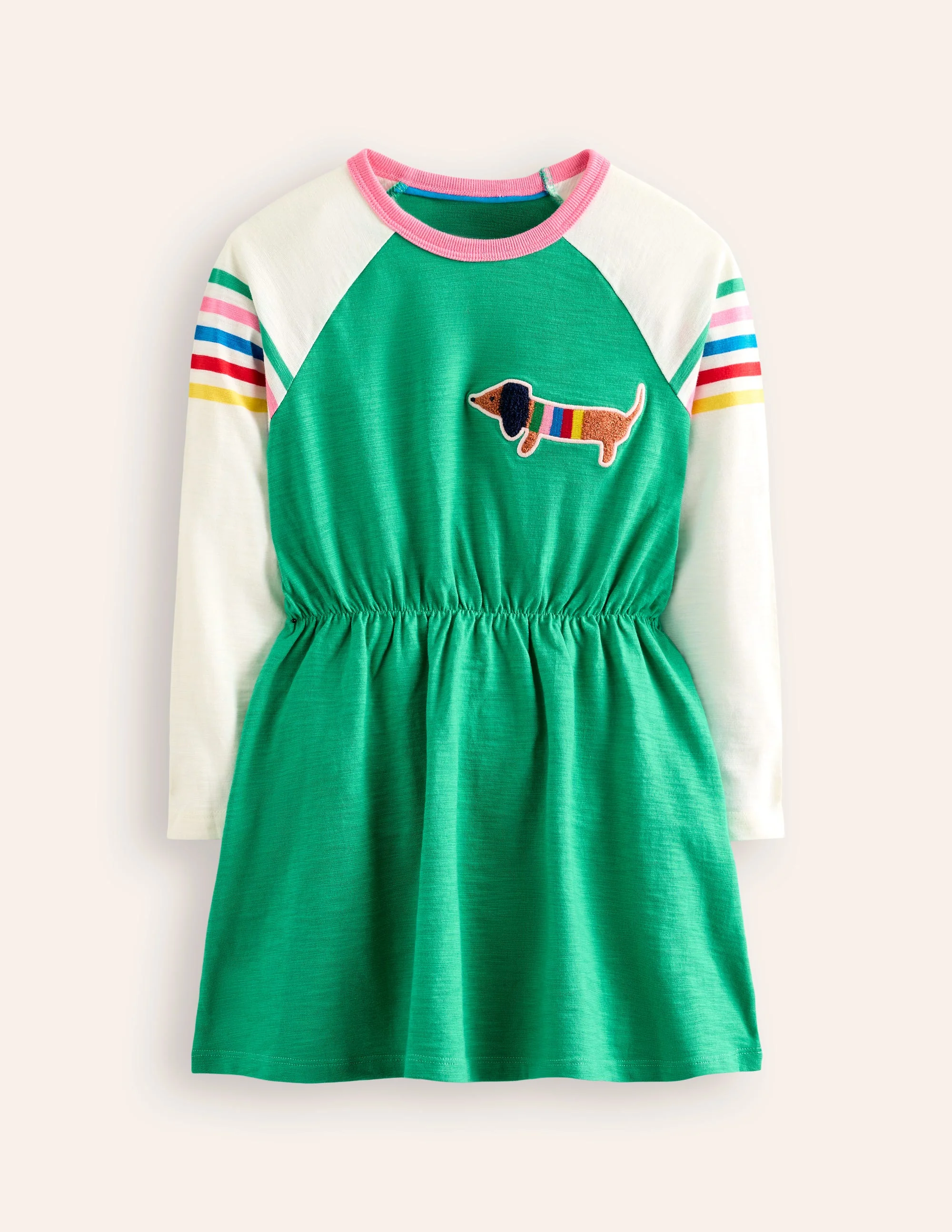 Raglan Logo Dress-Topaz Green Sausage Dog