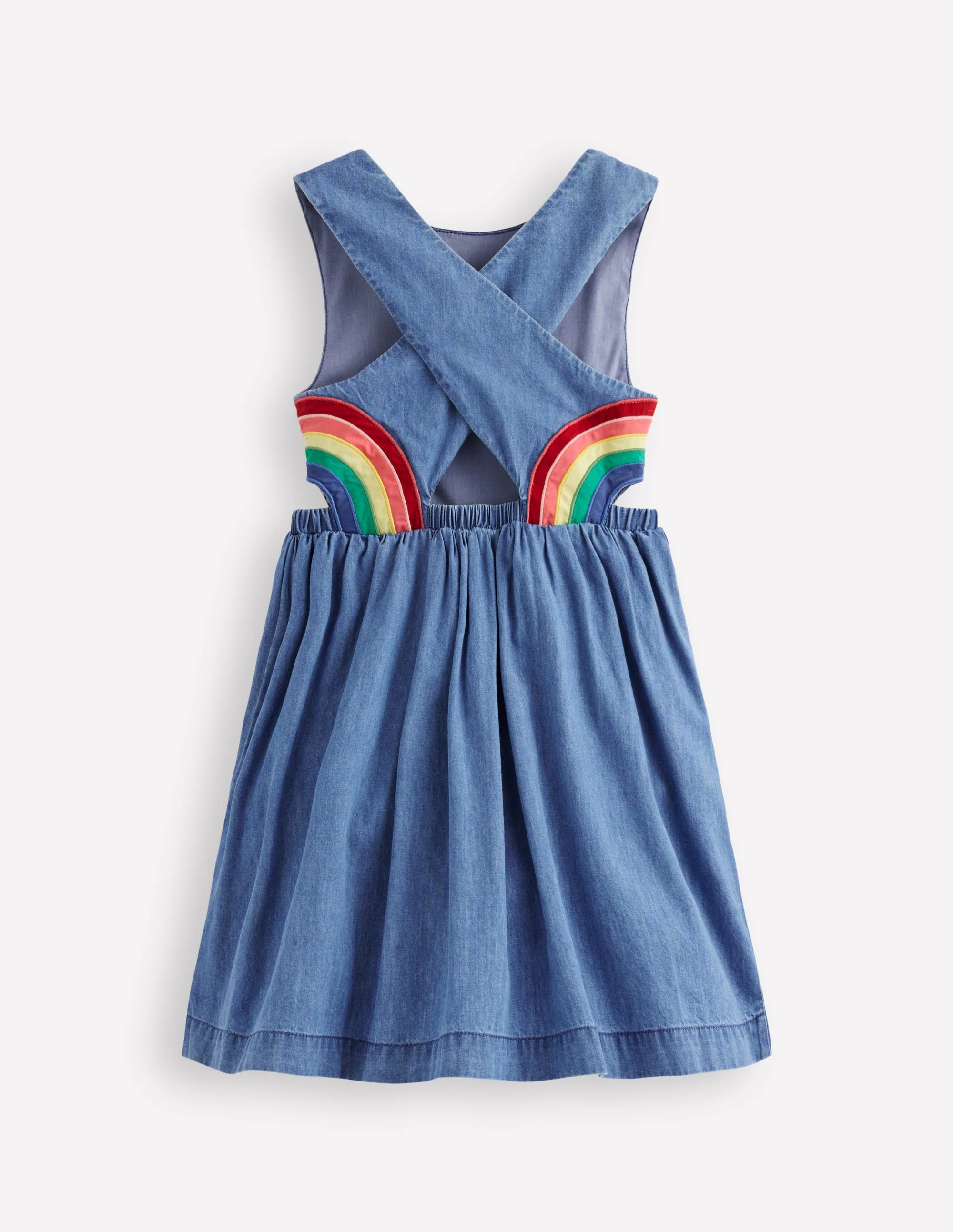 Rainbow Cross Back Dress-Light Wash Rainbow - Image 2