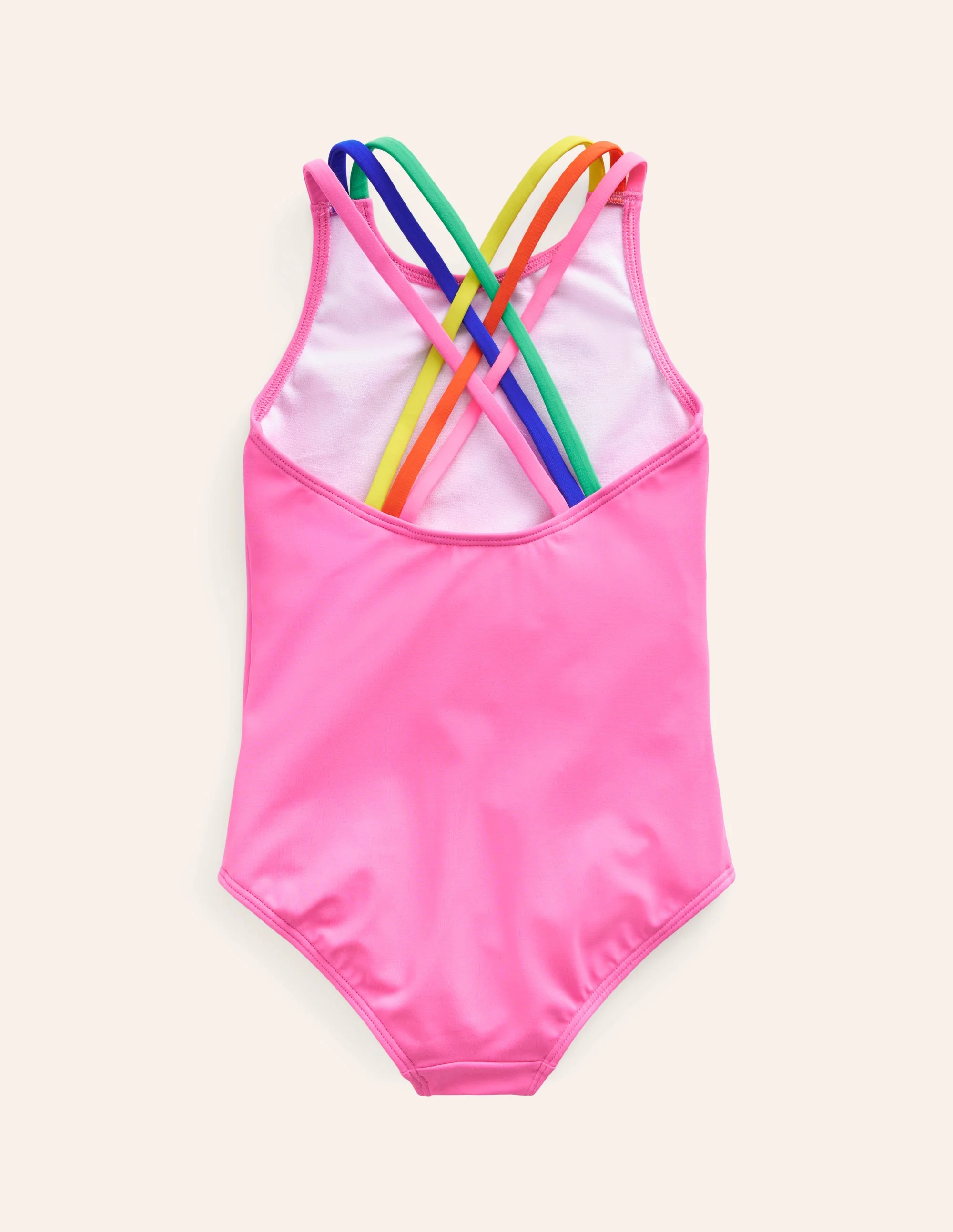 Rainbow Cross-Back Swimsuit-Strawberry Milkshake - Image 2