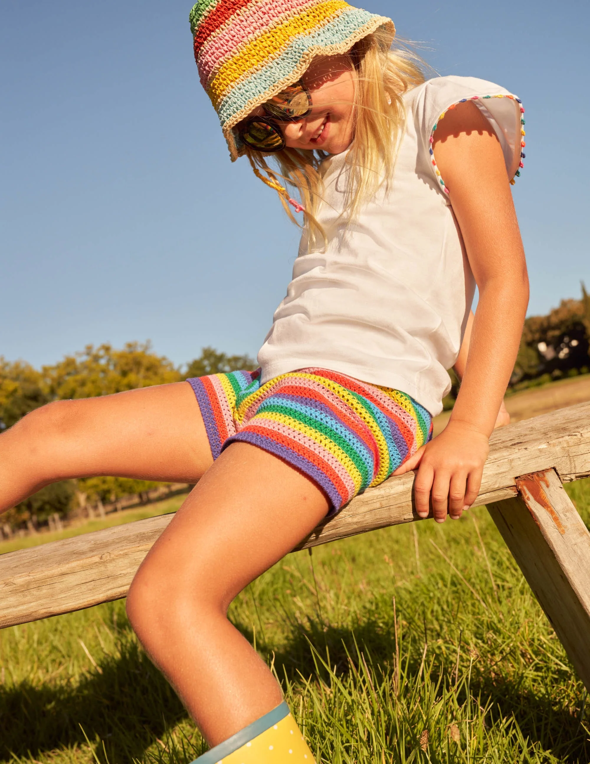 Rainbow Knitted Shorts-Multi Rainbow - Image 4