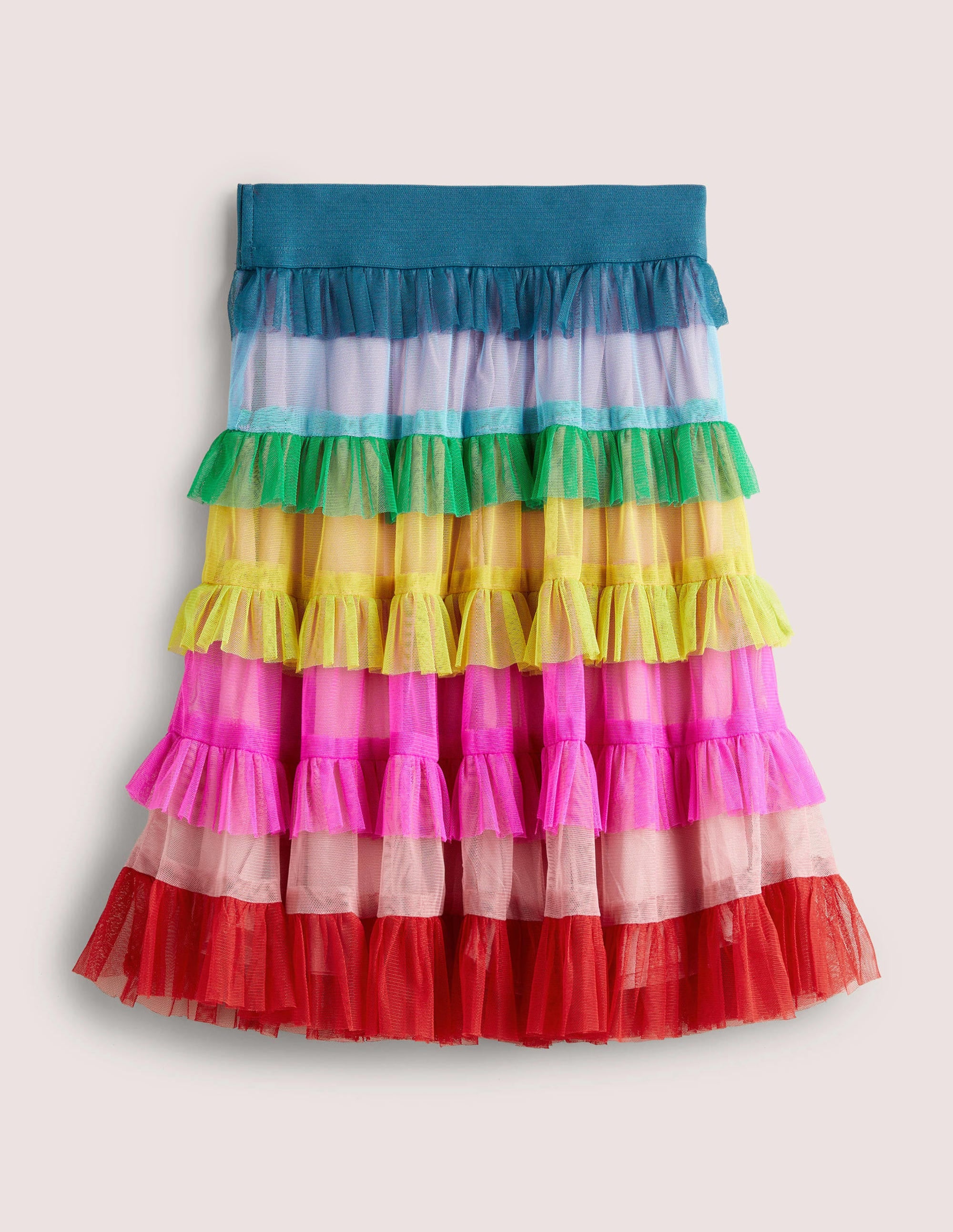Rainbow Tiered Tulle Midi Skirt-Multi Rainbow - Image 2