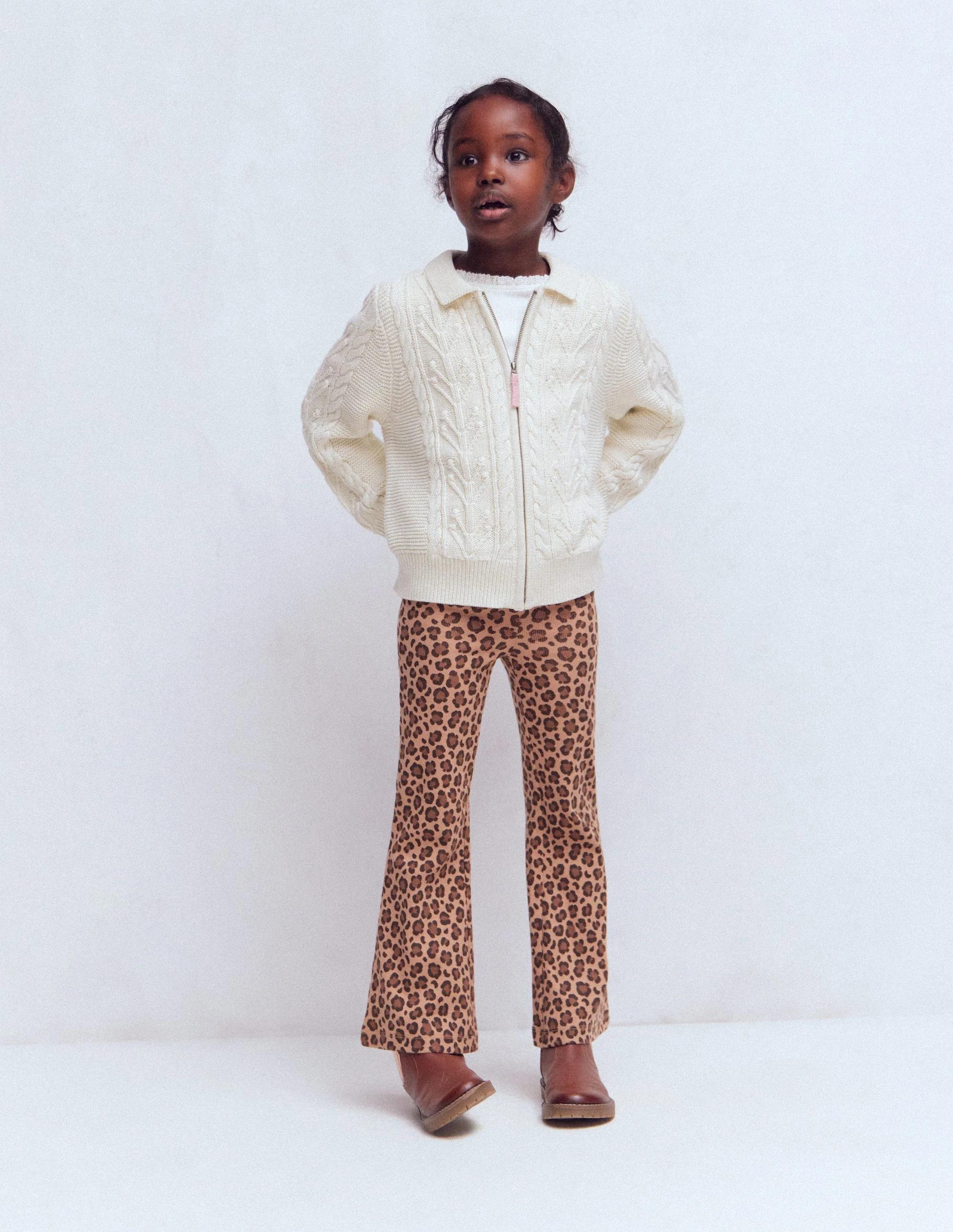Ribbed Flared Leggings-Leopard - Image 2