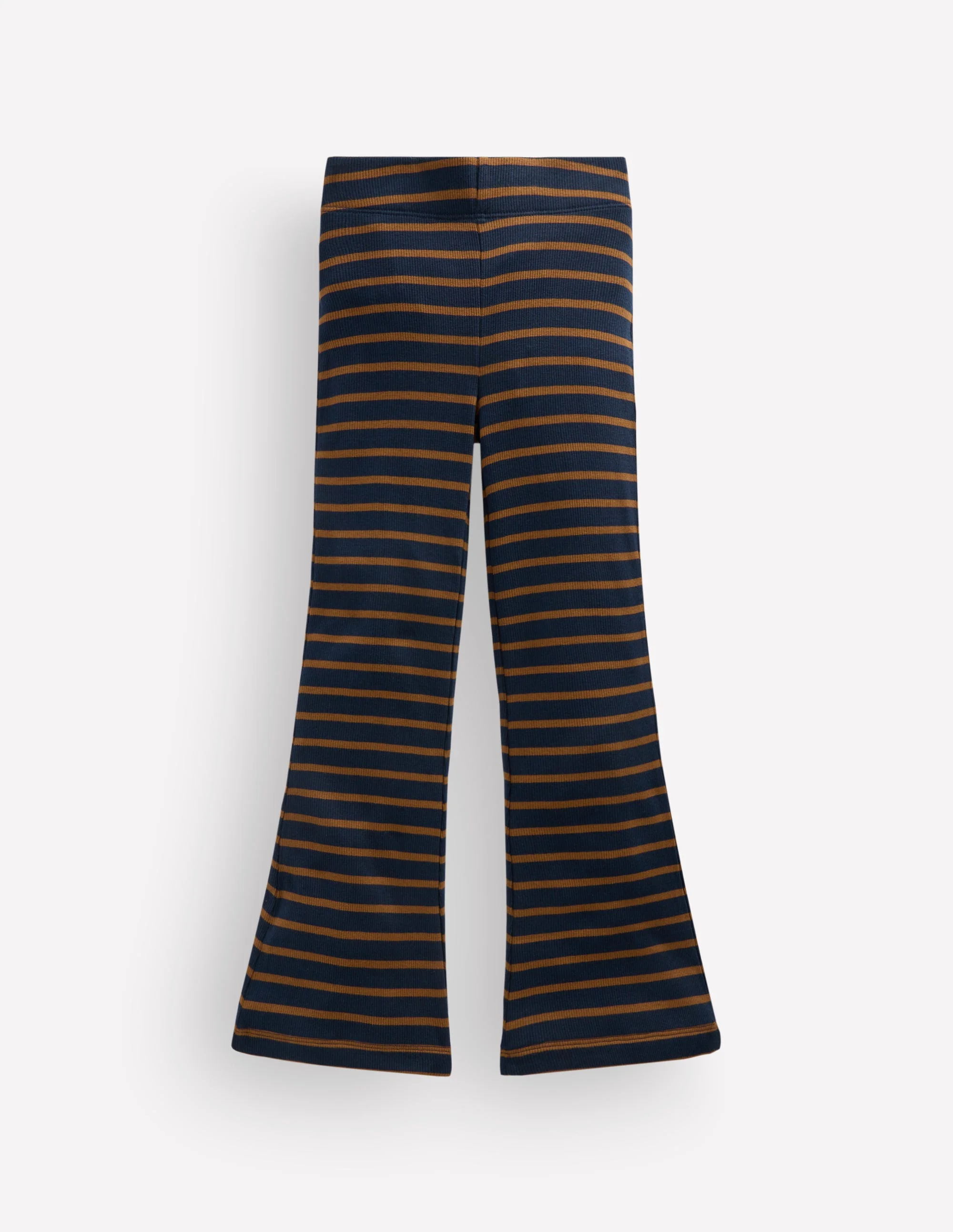 Ribbed Flared Leggings-Navy Stripe