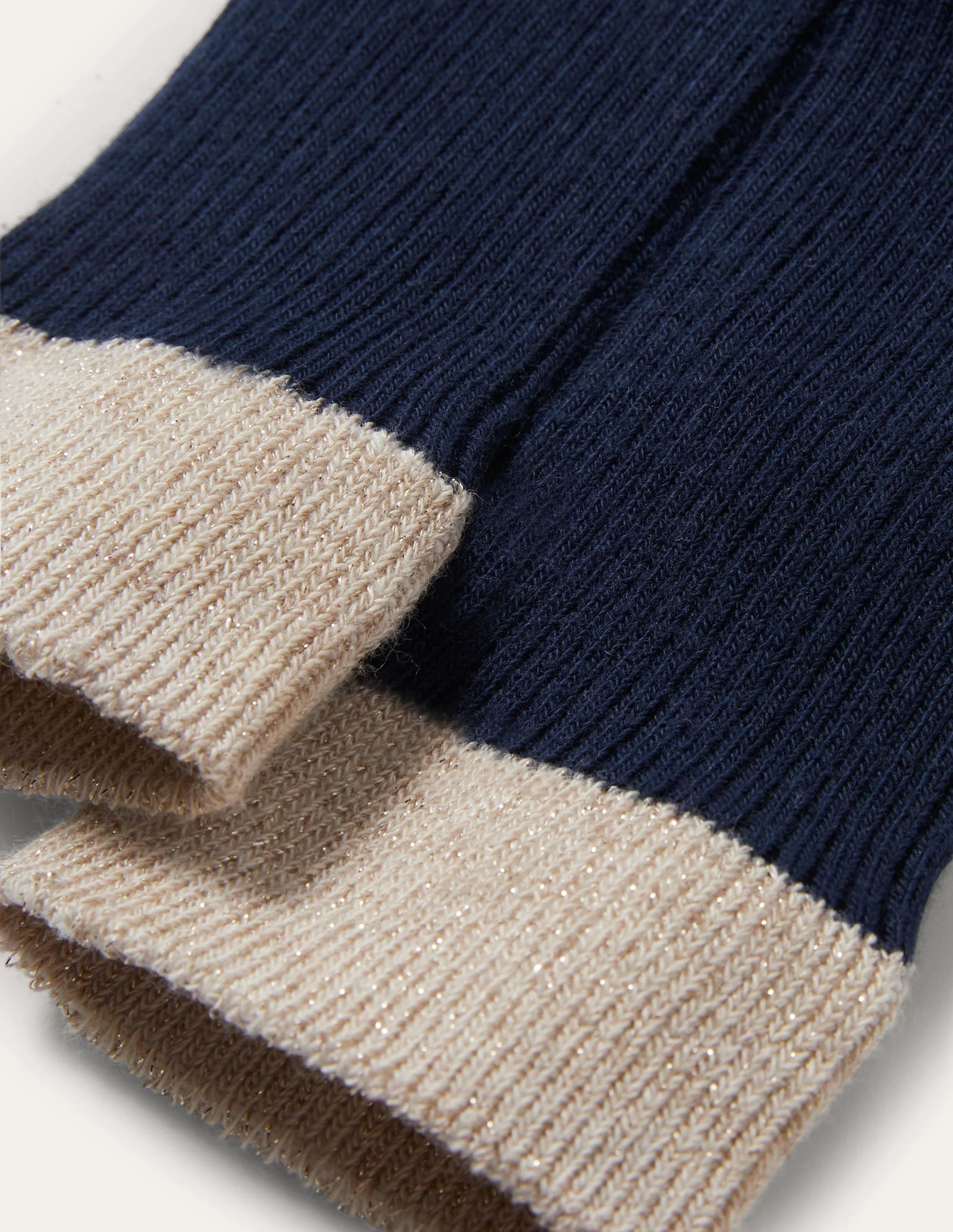 Ribbed Footless Tights-Navy Blue - Image 3