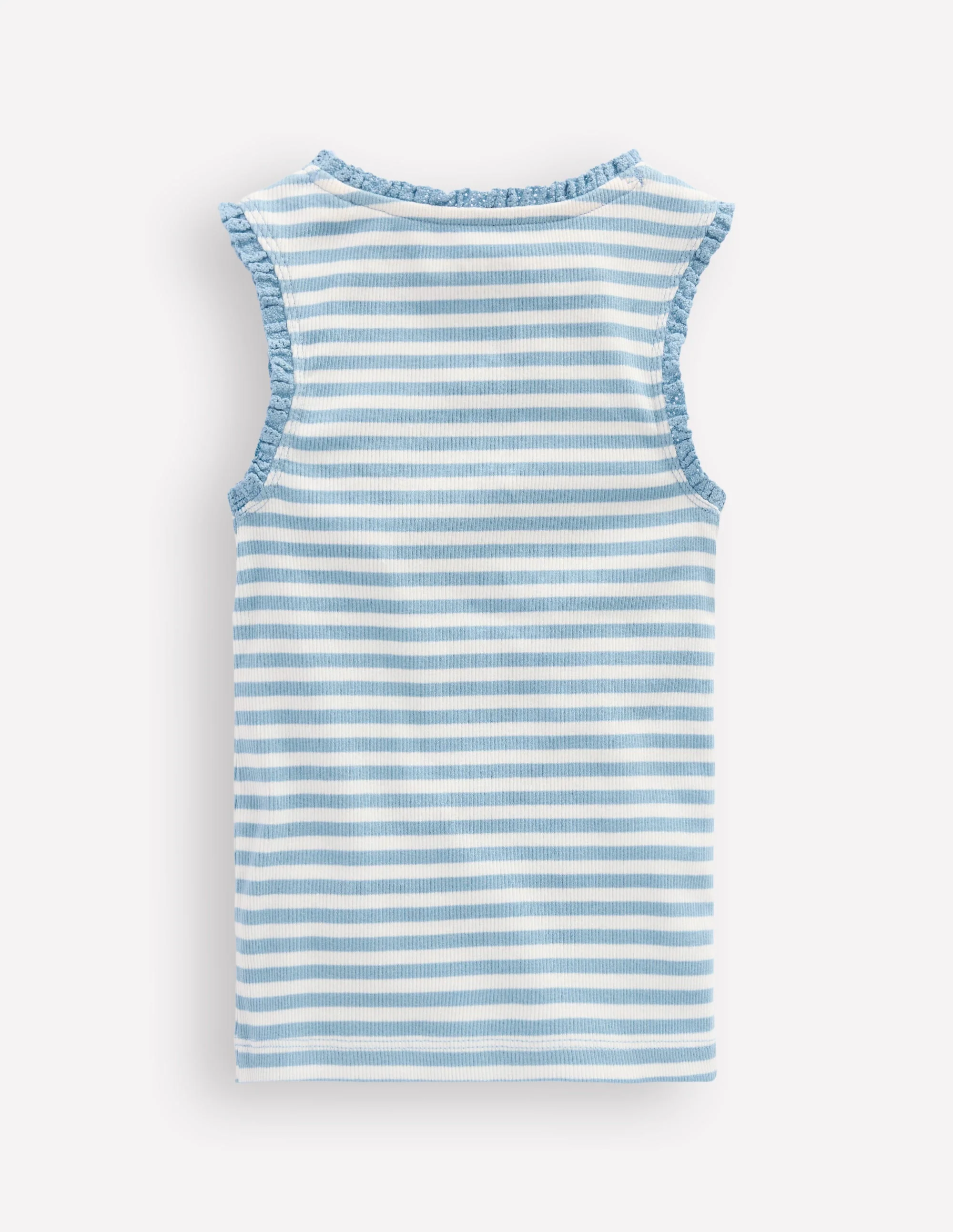 Ribbed Lace Trim Tank-Glacier Blue Stripe - Image 2