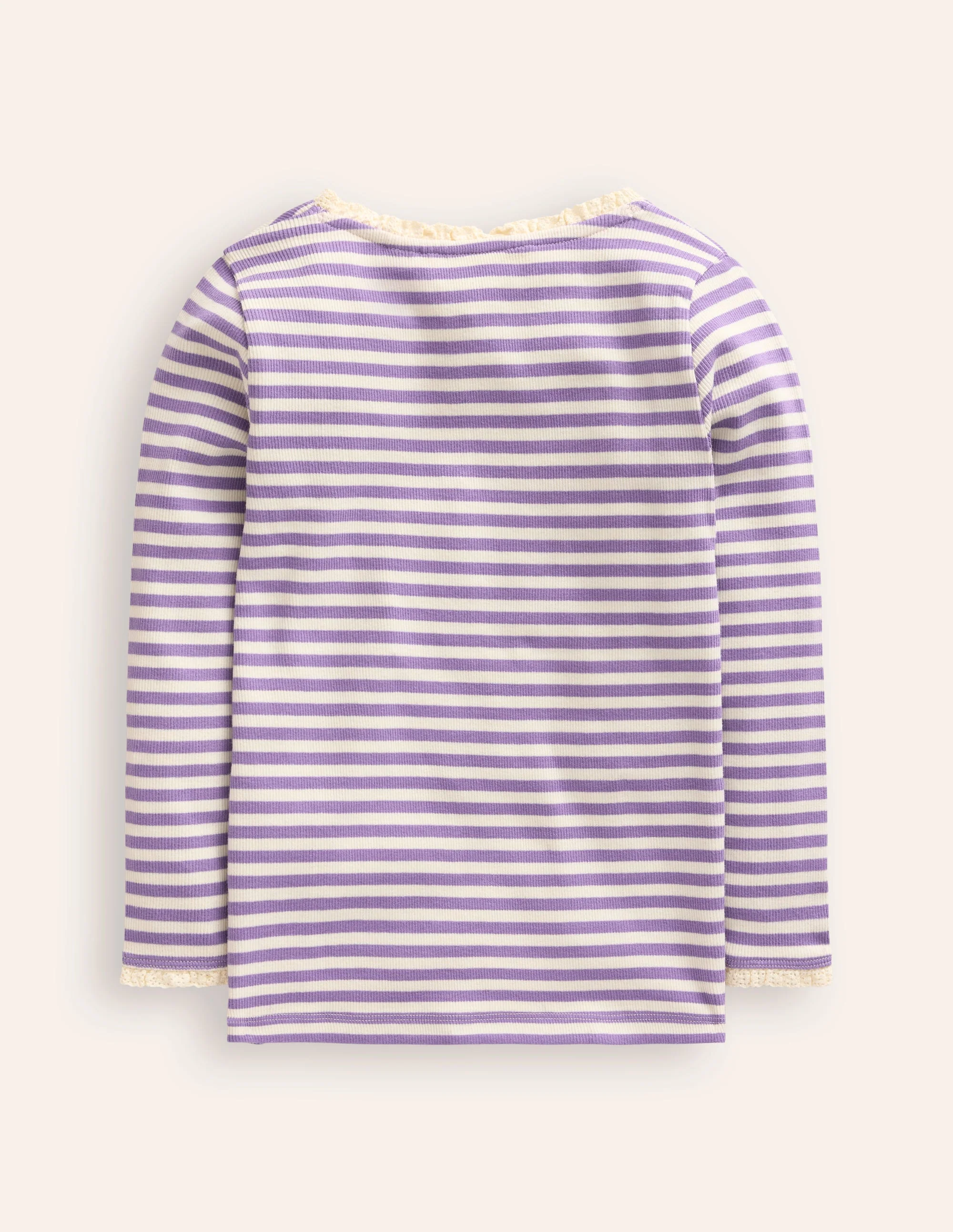 Ribbed Long Sleeve T-shirt-Aster Purple/ Ivory - Image 2