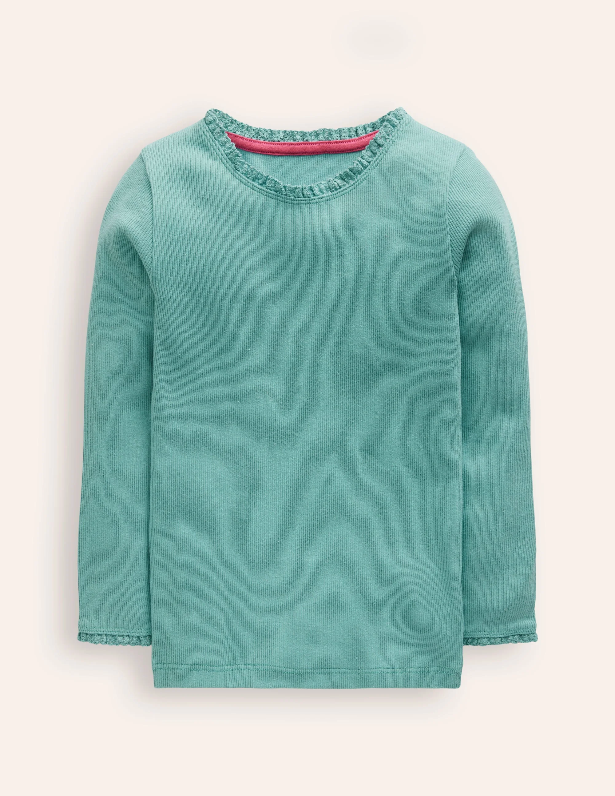 Ribbed Long Sleeve T-shirt-Brook Blue