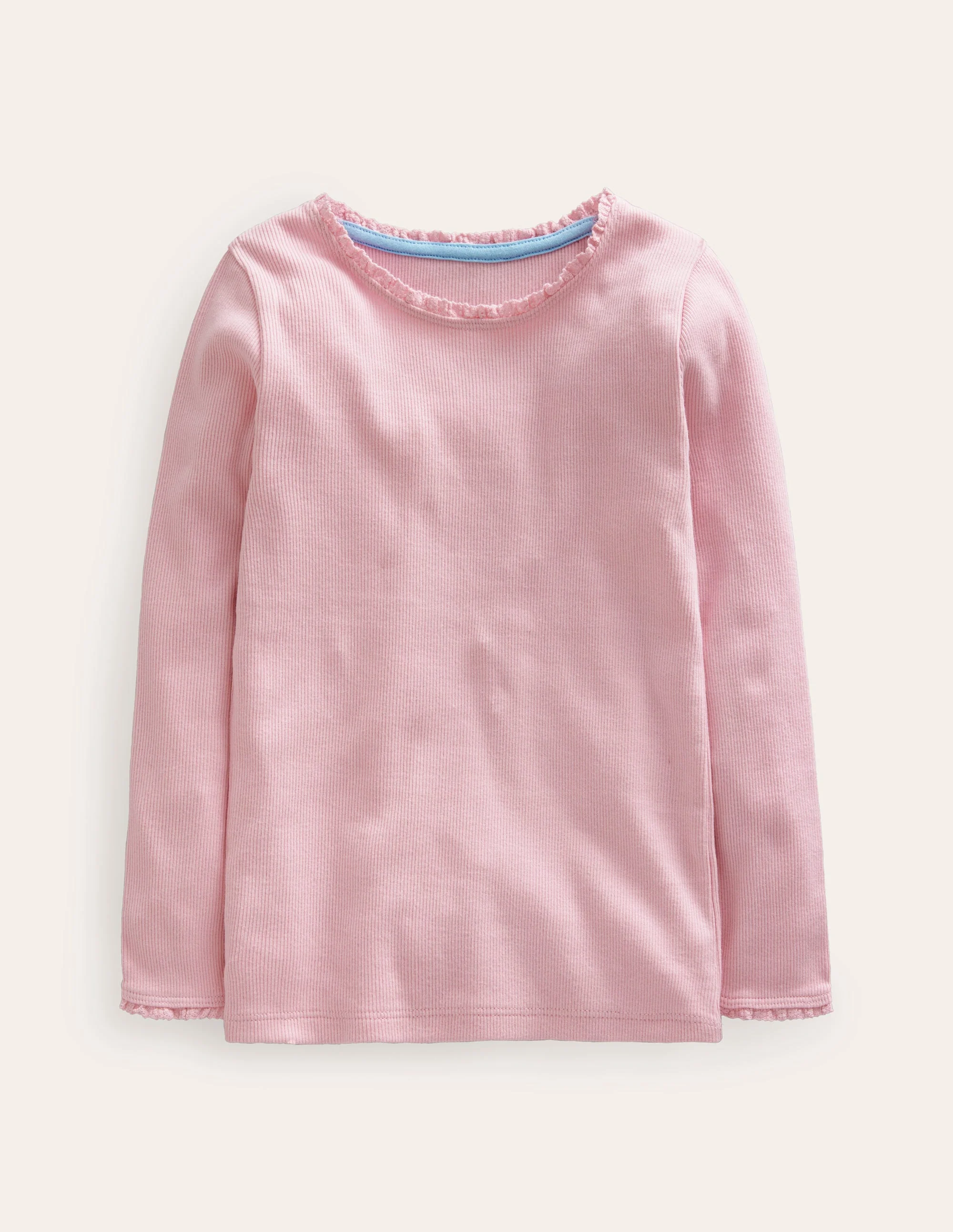 Ribbed Long Sleeve T-Shirt-French Pink