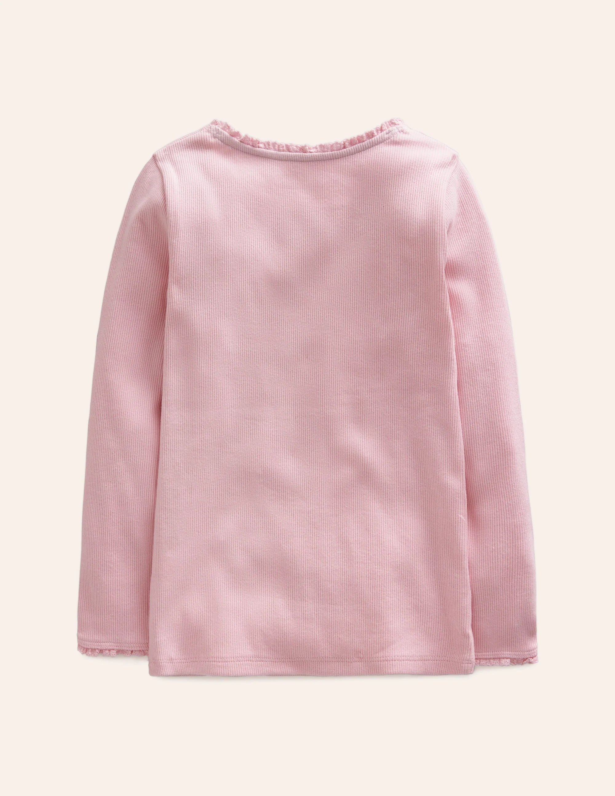 Ribbed Long Sleeve T-Shirt-French Pink - Image 2