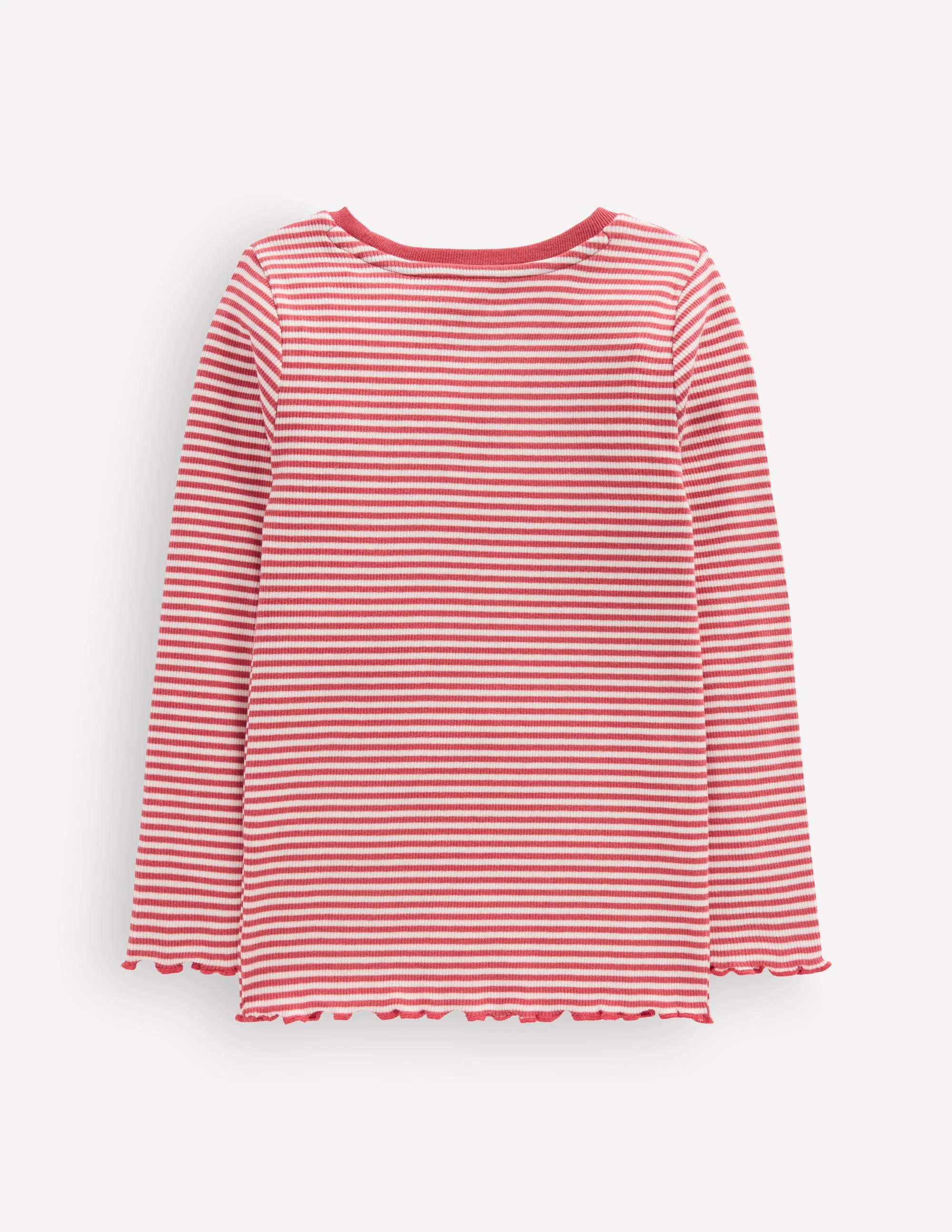 Ribbed Long Sleeve T-shirt-Pink/ Soft Ivory Stripe - Image 2