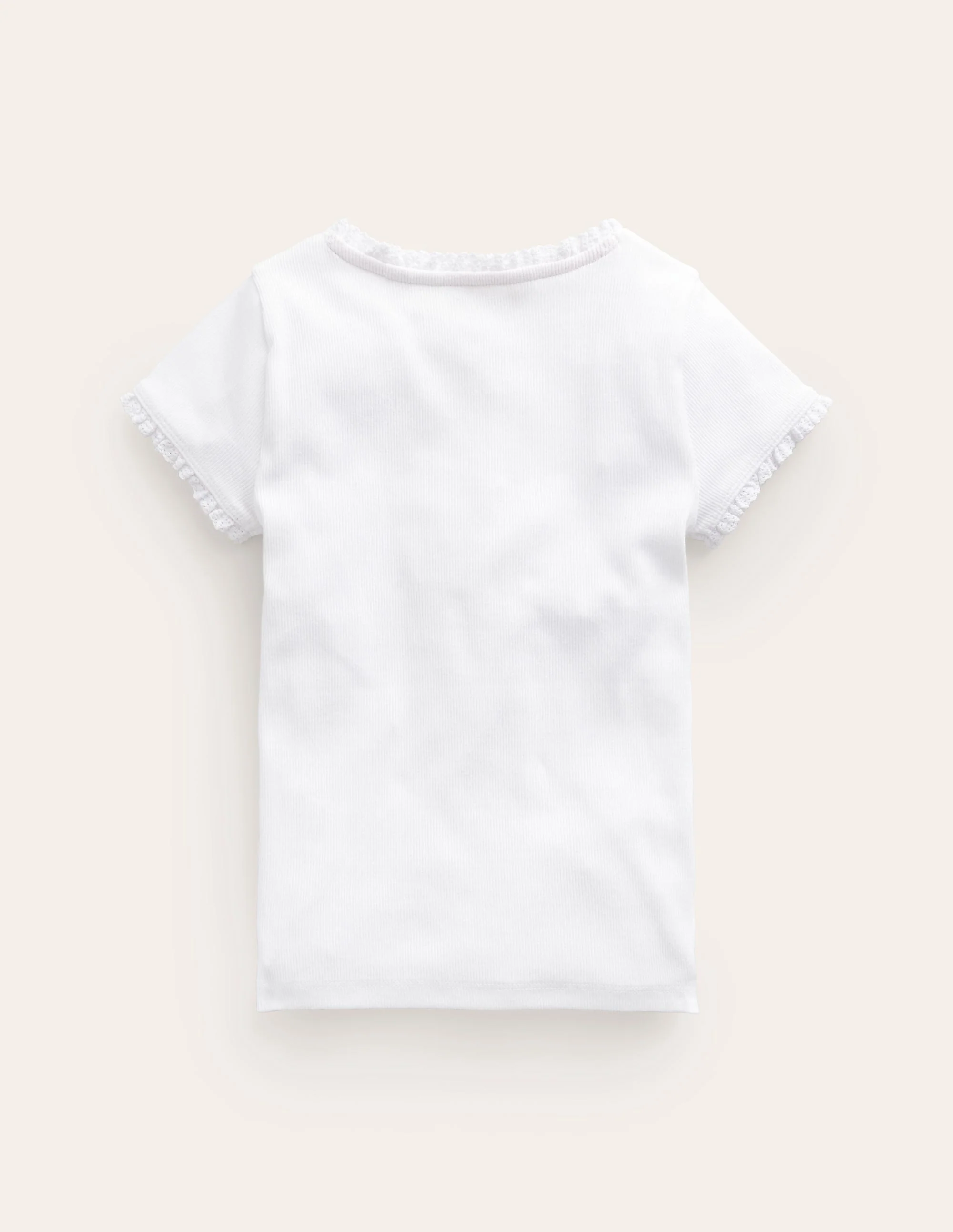 Ribbed Short Sleeve T-Shirt-White - Image 2