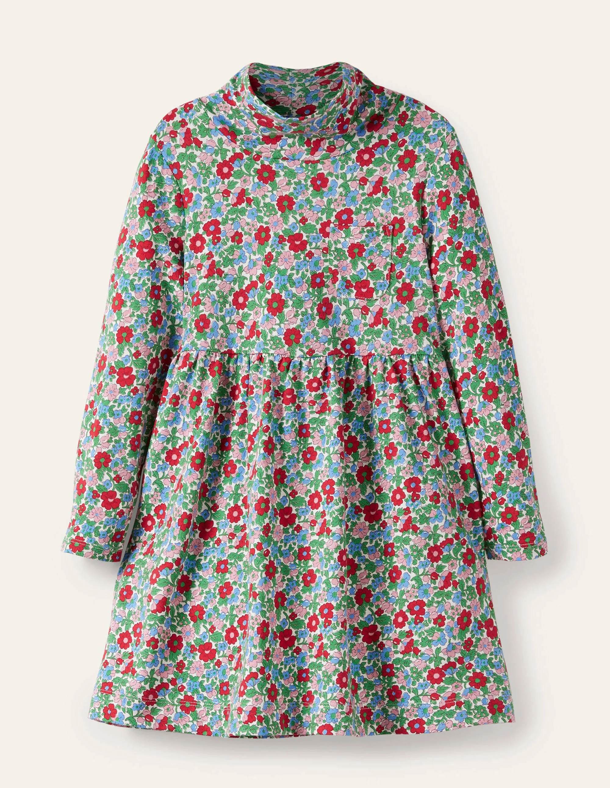 Roll Neck Supersoft Dress-Multi Vintage Bloom