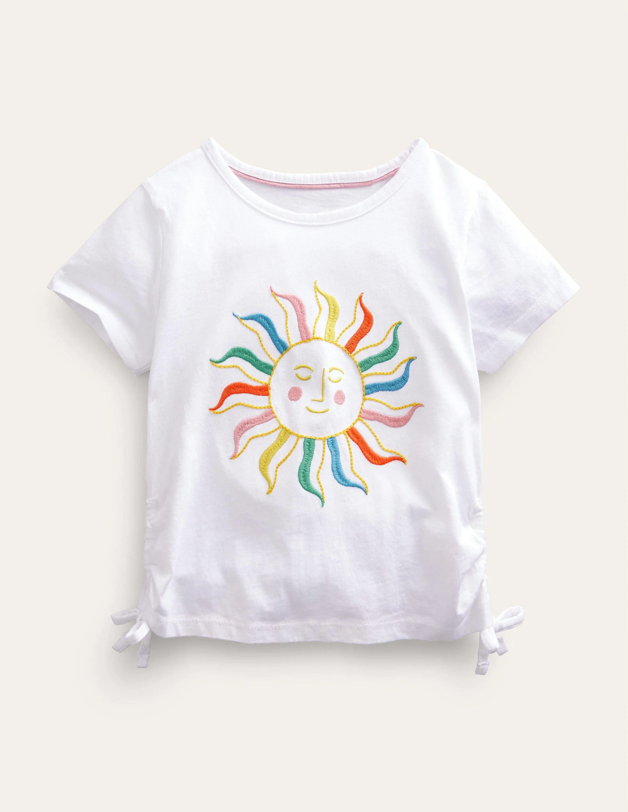 Ruched T-shirt-Sunshine White