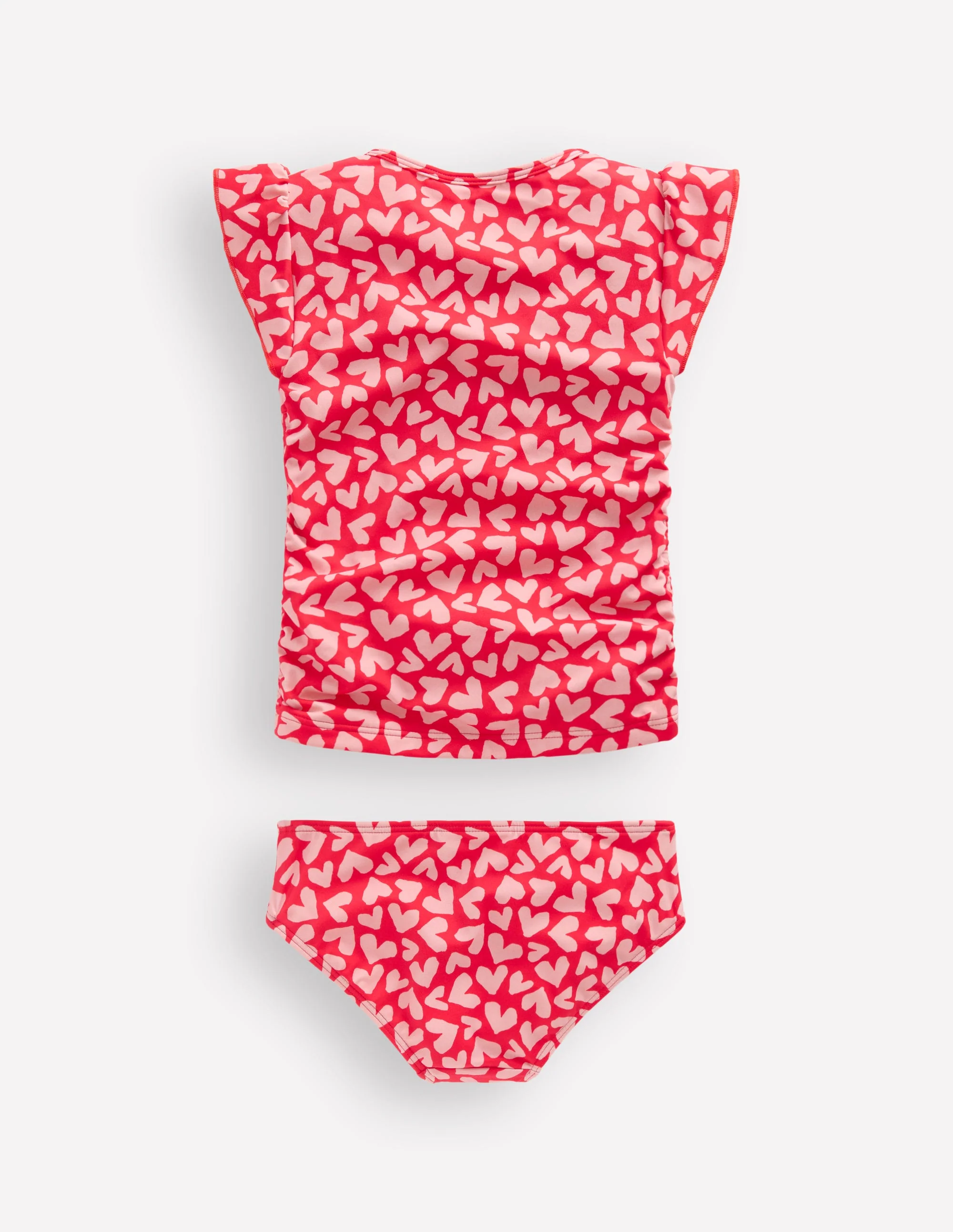 Ruched Tankini Set-Rockabilly Red Collage Hearts - Image 2