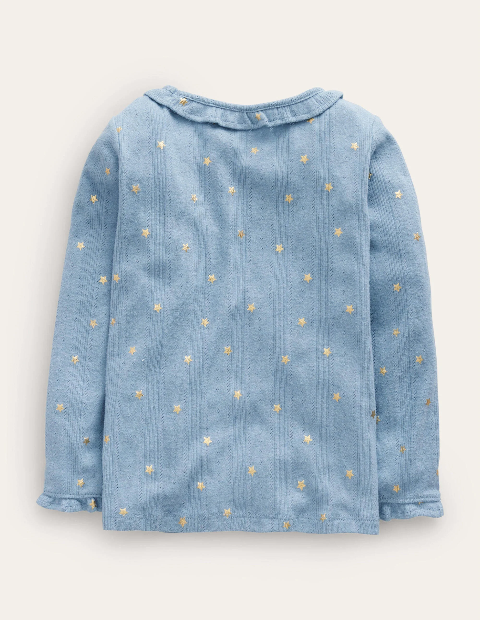 Ruffle Sparkle Pointelle-Pebble Blue Gold Star - Image 2