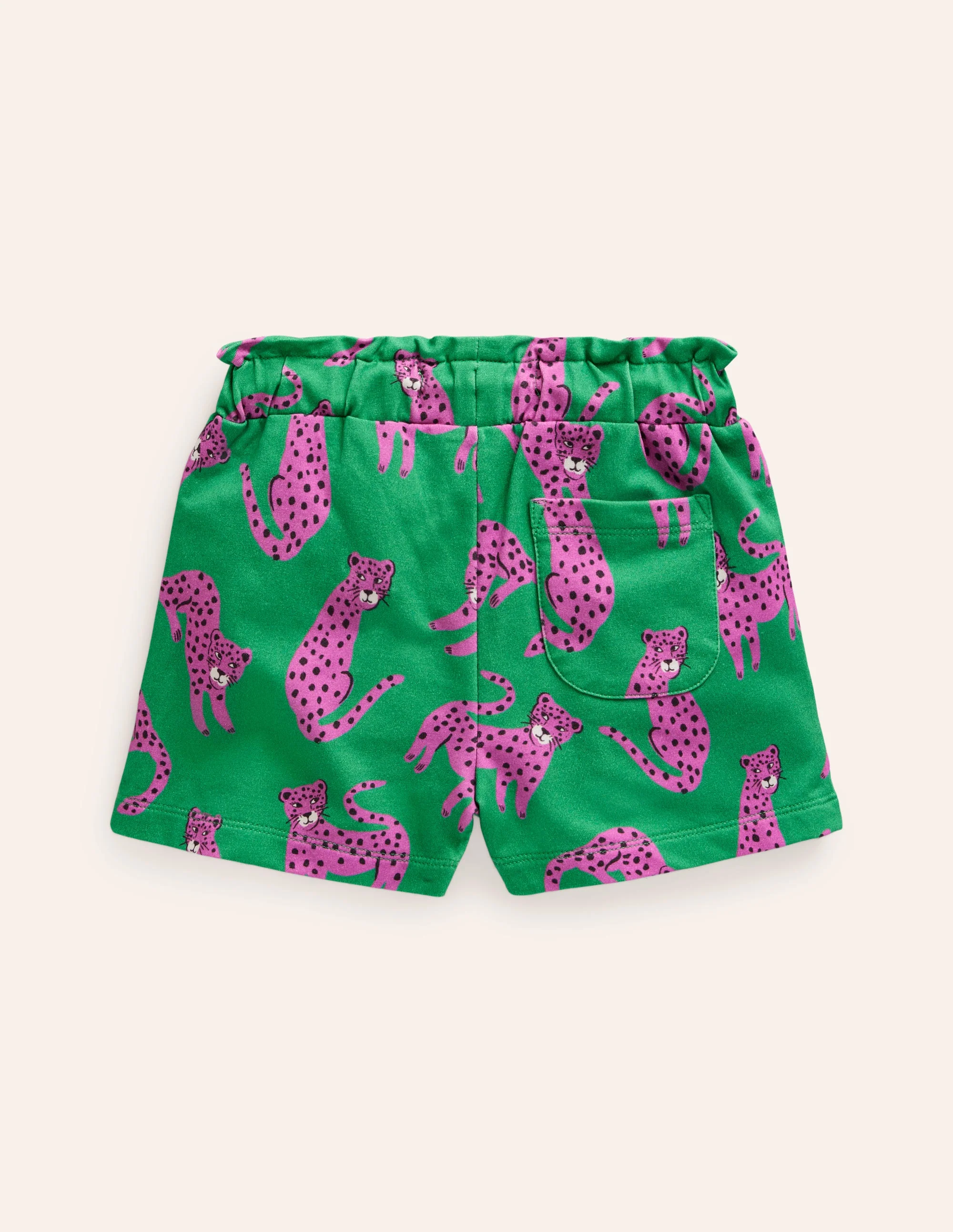 Ruffle Waist Sweat Shorts-Green Leopard - Image 2