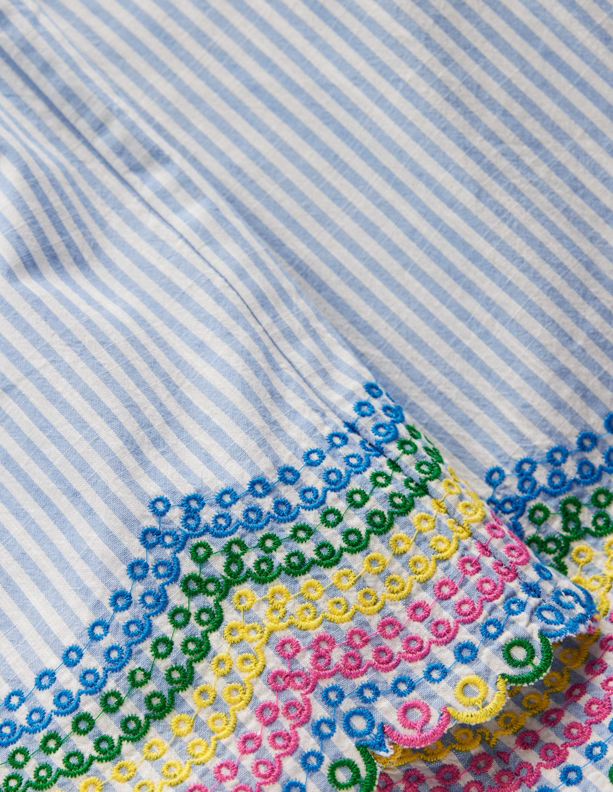 Scallop Hem Pants-Blue Ticking Rainbow - Image 4