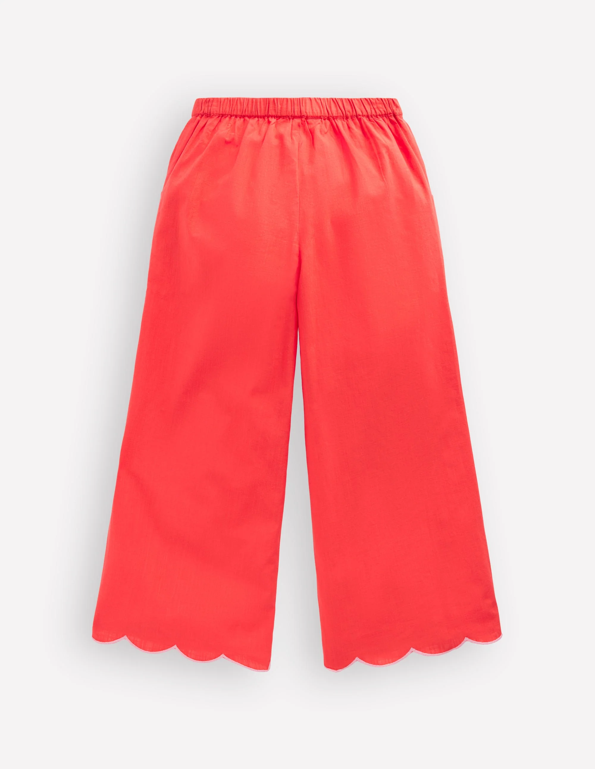 Scallop Hem Pants-Spicy Red Neon Embroidery - Image 2