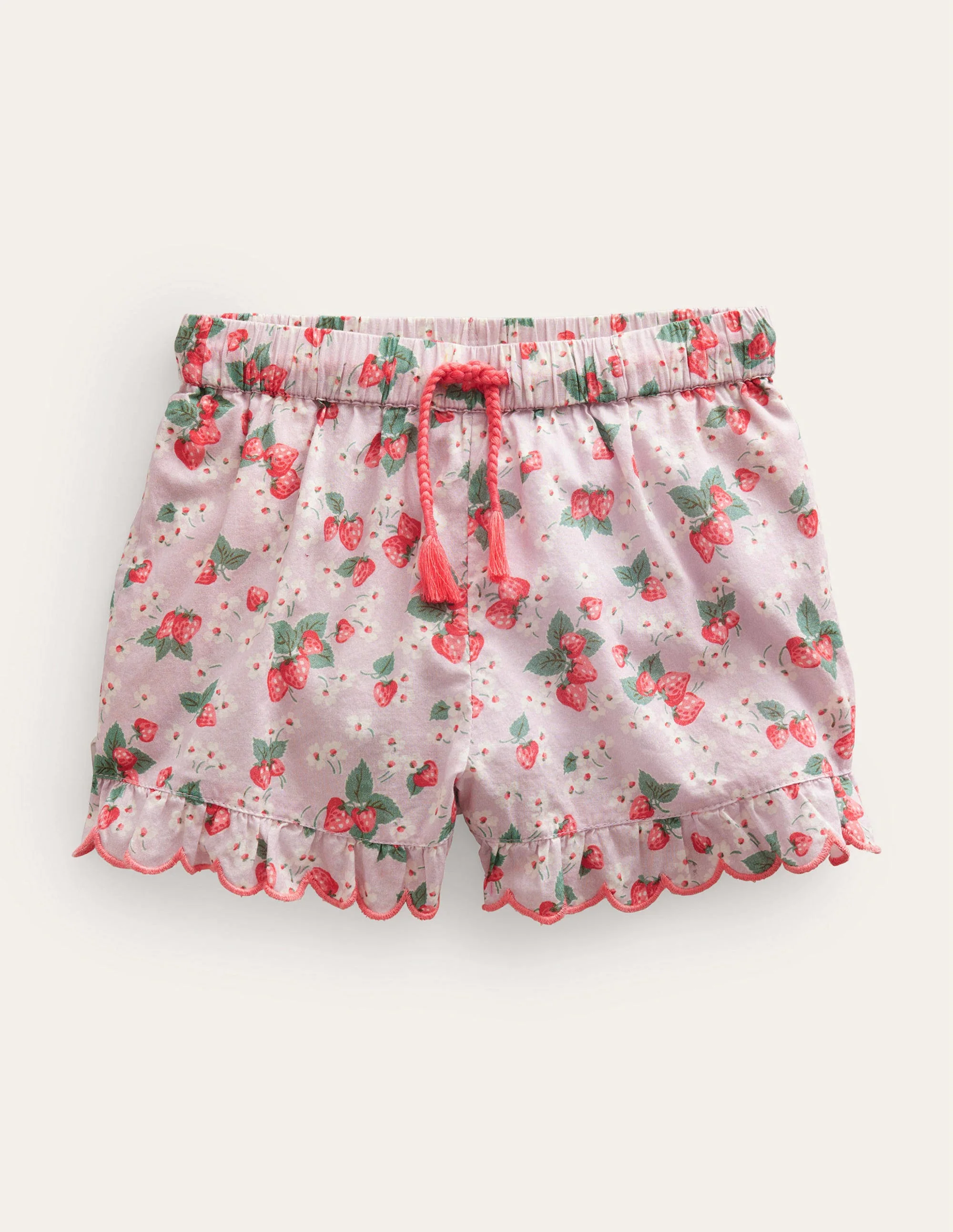 Scalloped-Hem Shorts-French Pink Strawberry