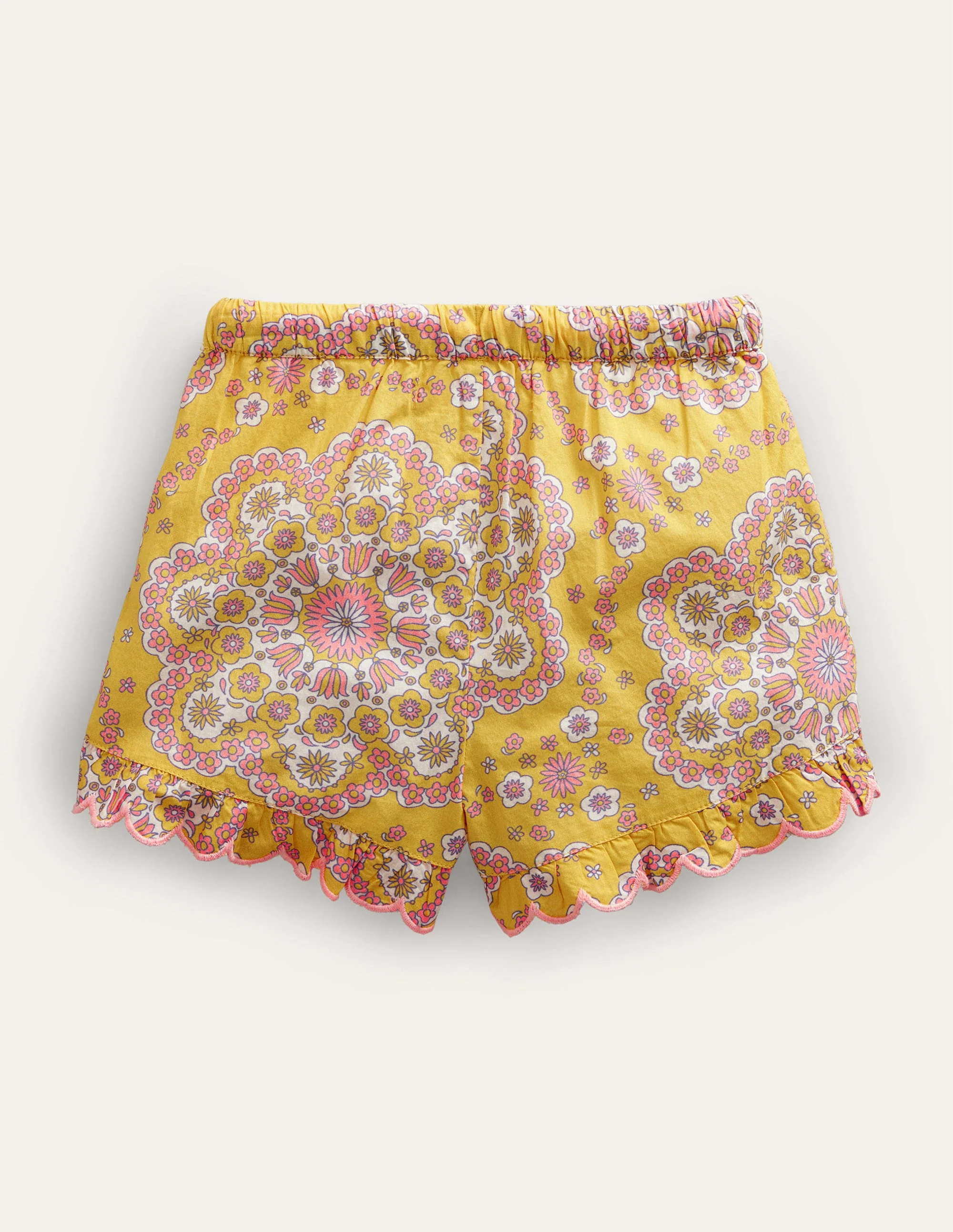 Scalloped-Hem Shorts-Sweetcorn Dizzy Daisy - Image 2