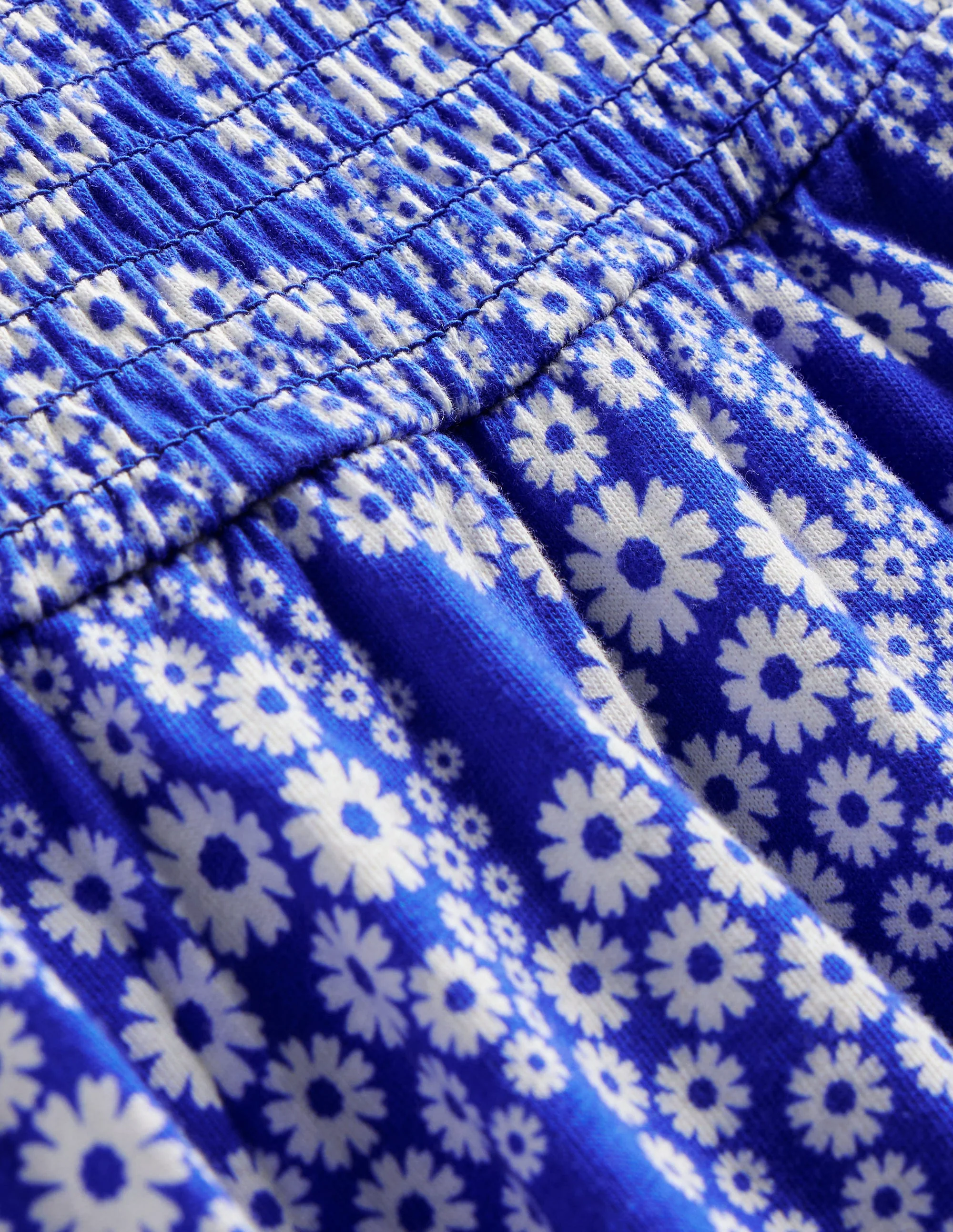 Shirred Jersey Dress-Greek Blue Daisy Wave - Image 3