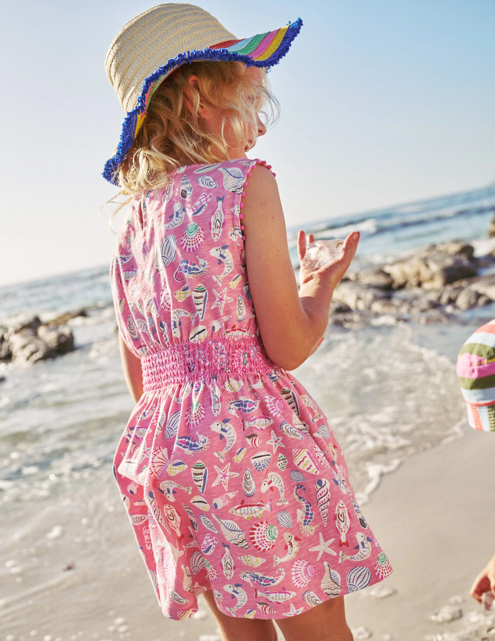 Shirred Waist Jersey Dress-Formica Pink Seashore - Image 5