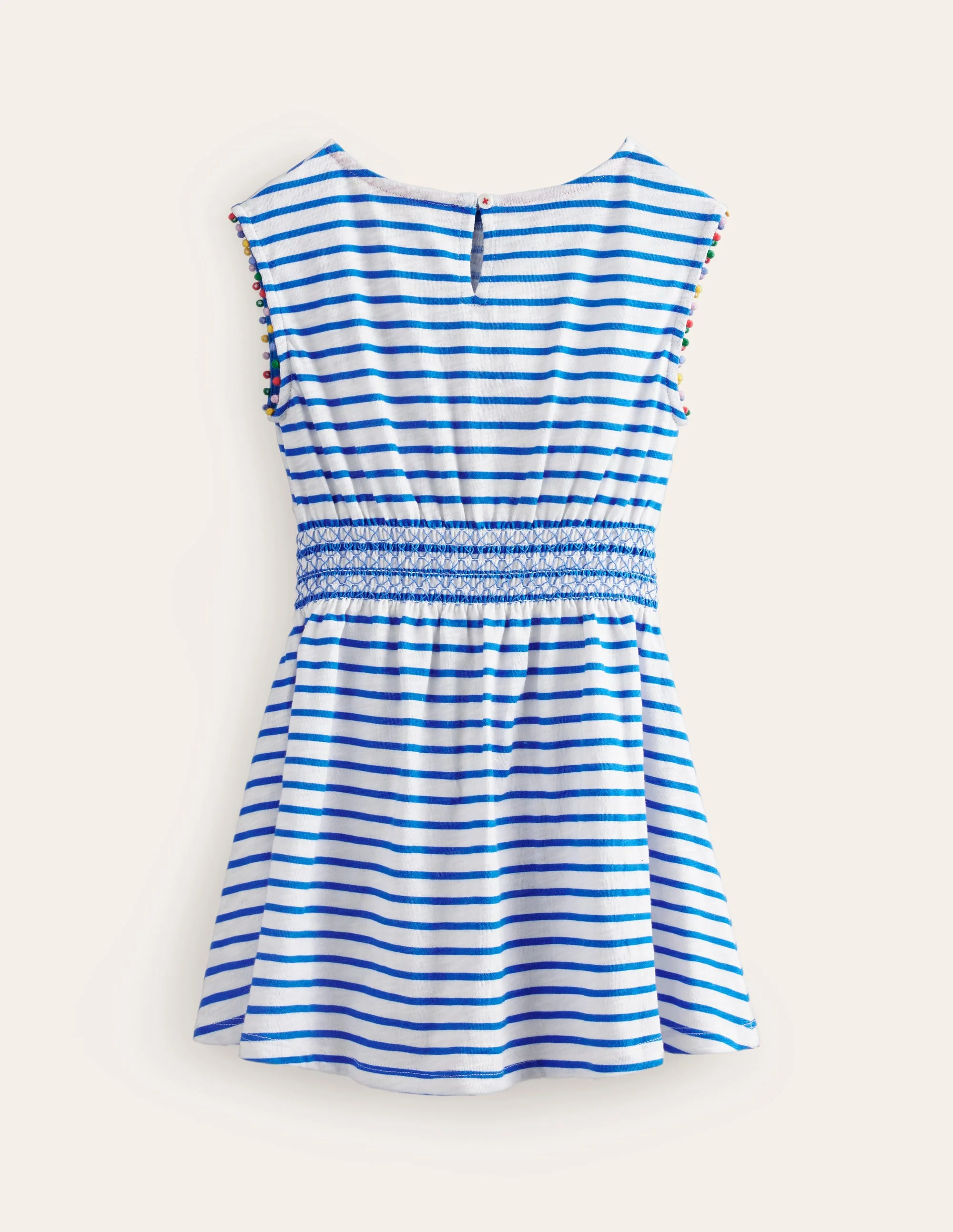 Shirred Waist Jersey Dress-Greek Blue/ Ivory Cherries - Image 2