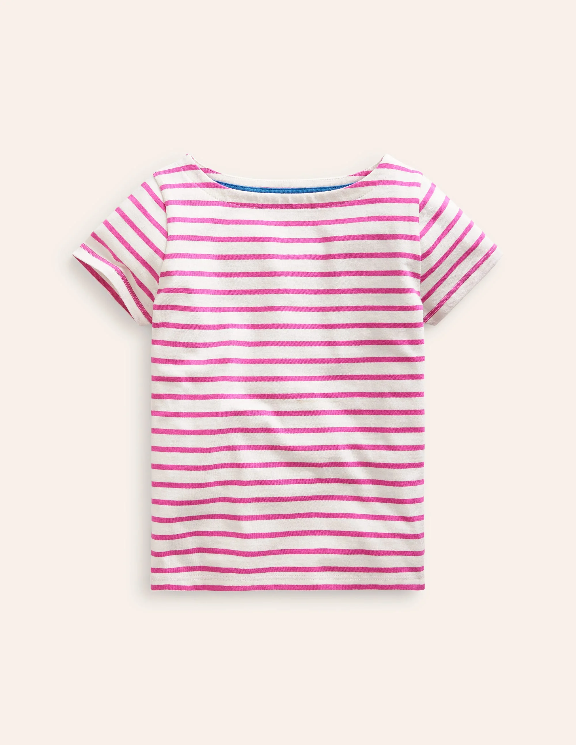 Short Sleeve Breton-Tickled Pink/ Ivory