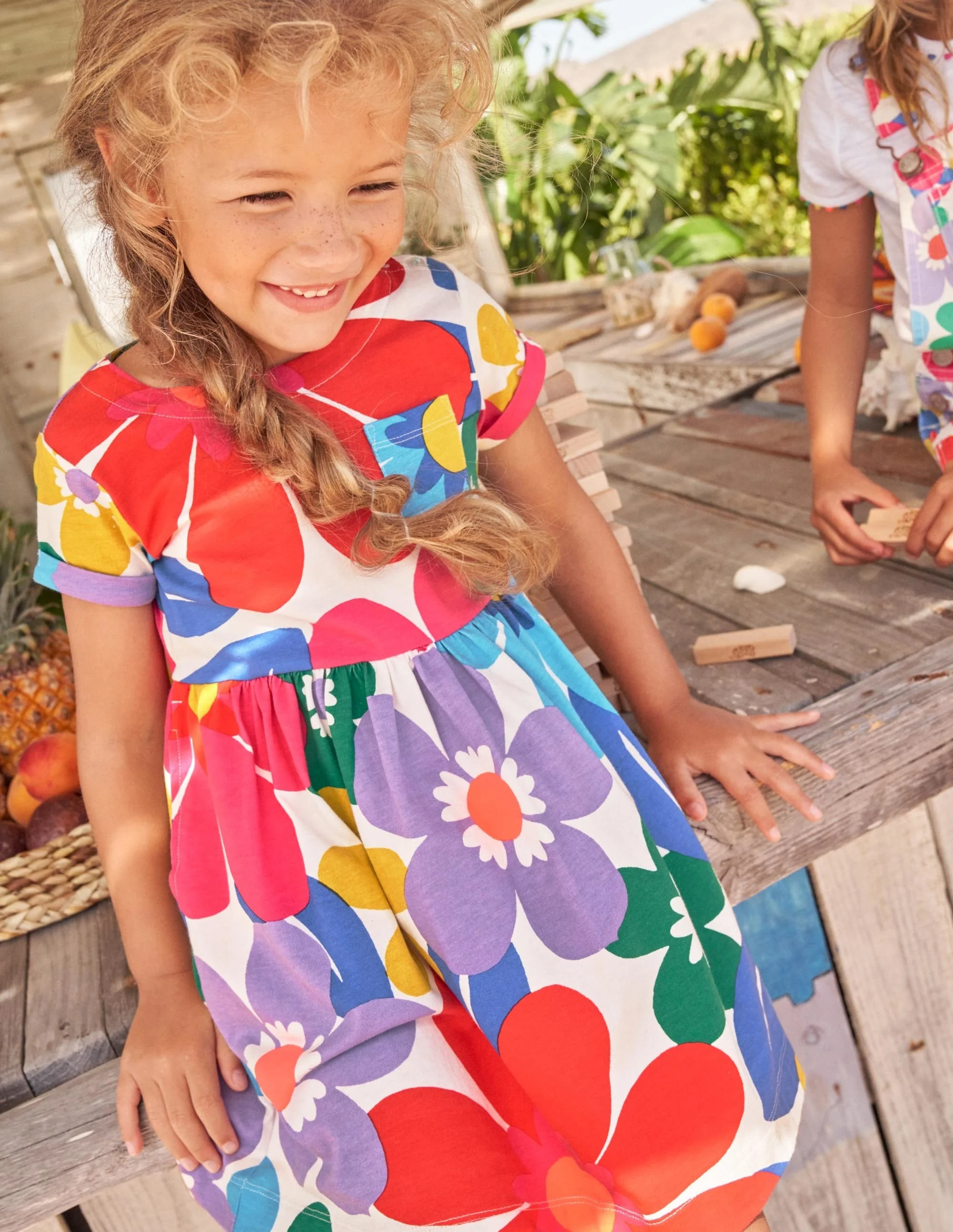 Short Sleeve Fun Jersey Dress-Multi Large Surf Floral - Image 5