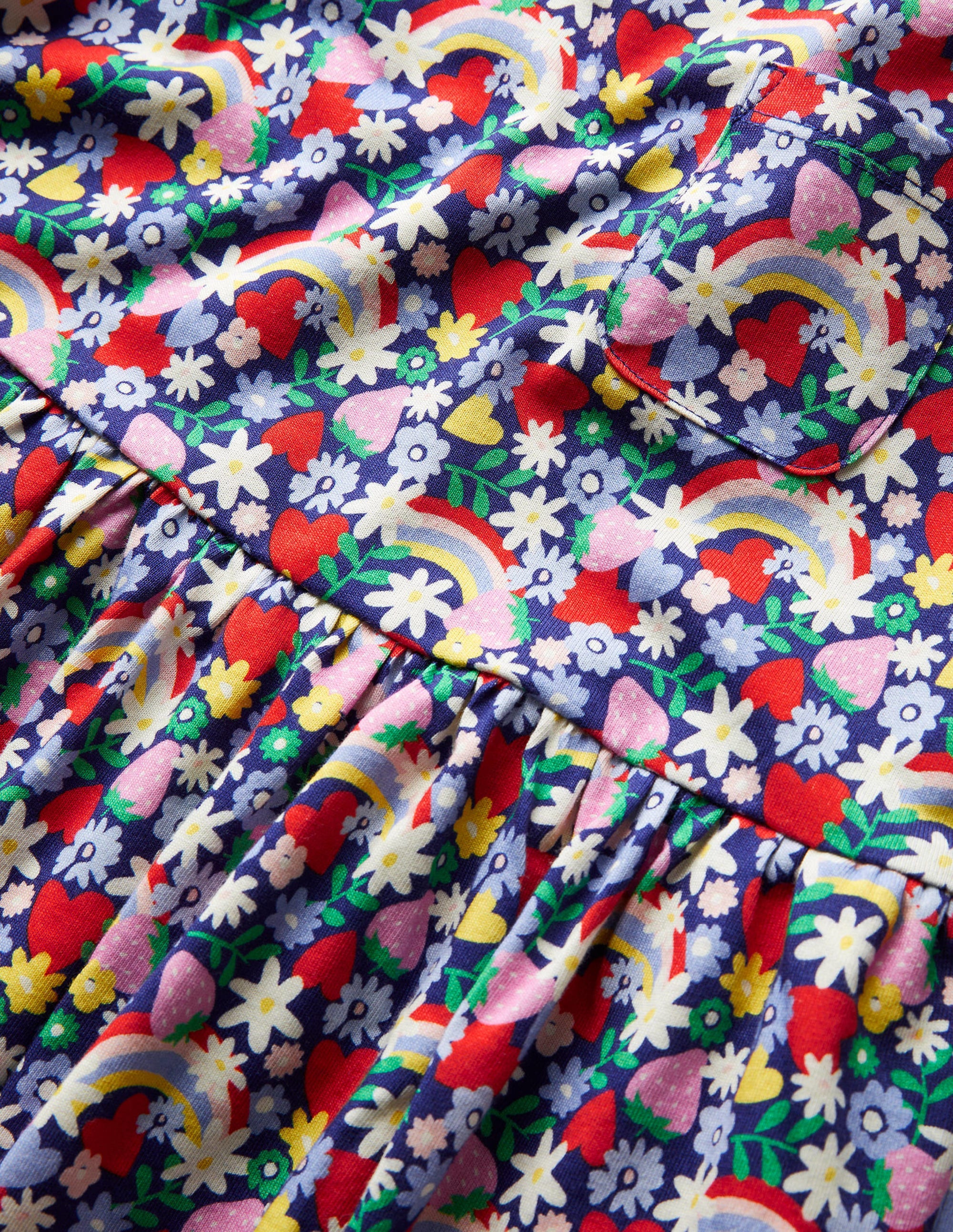 Short Sleeve Fun Jersey Dress-Multi Rainbow Ditsy - Image 3