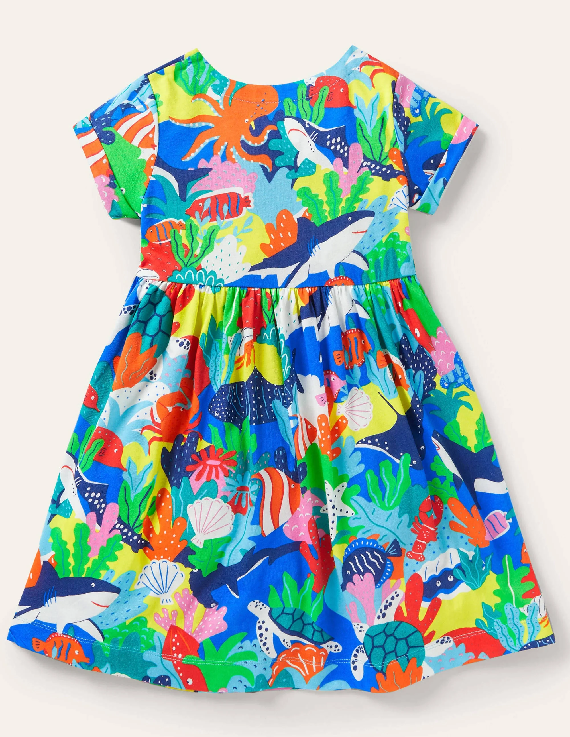 Short Sleeve Fun Jersey Dress-Multi Rainbow Reef - Image 2