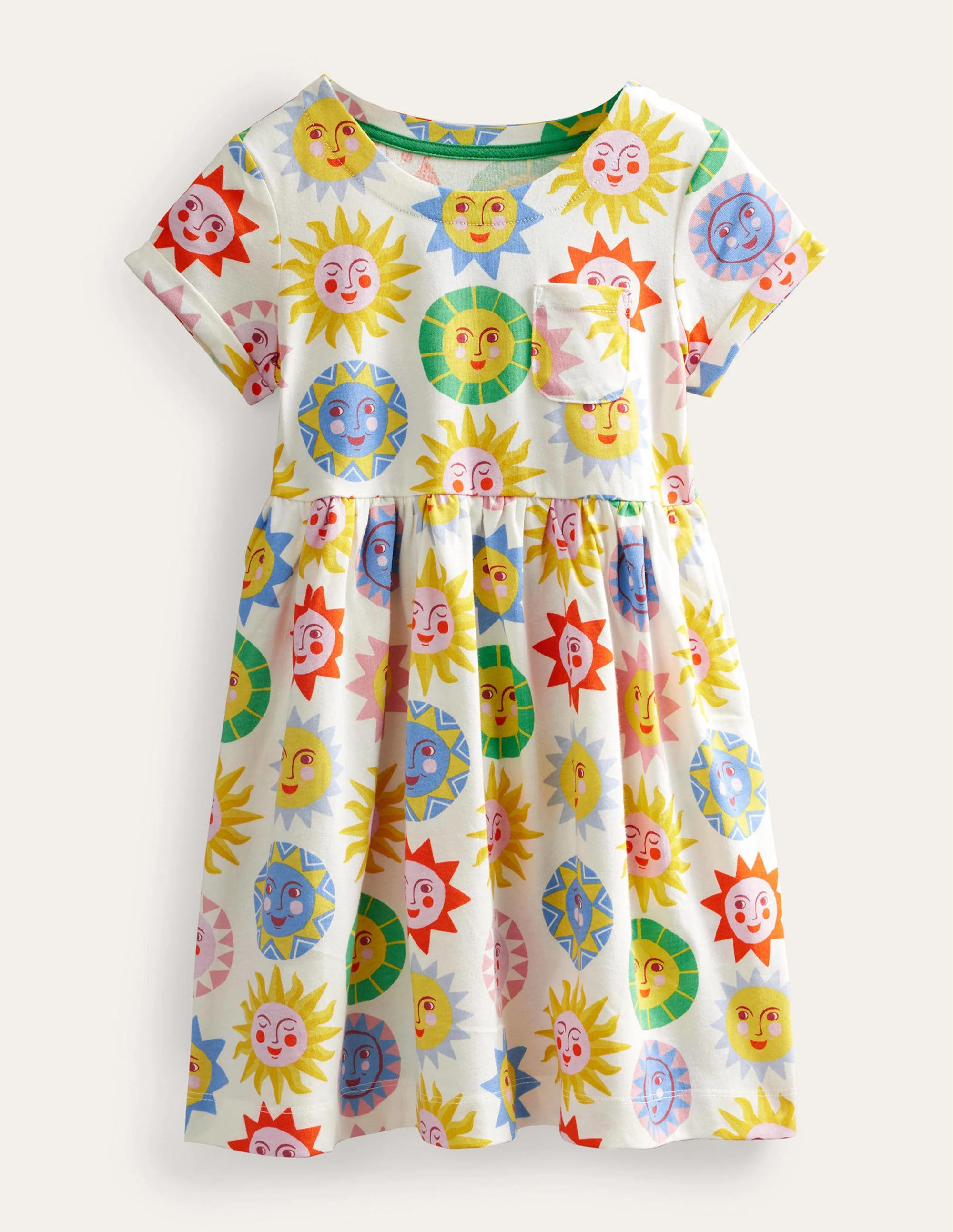 Short Sleeve Fun Jersey Dress-Multi Sun