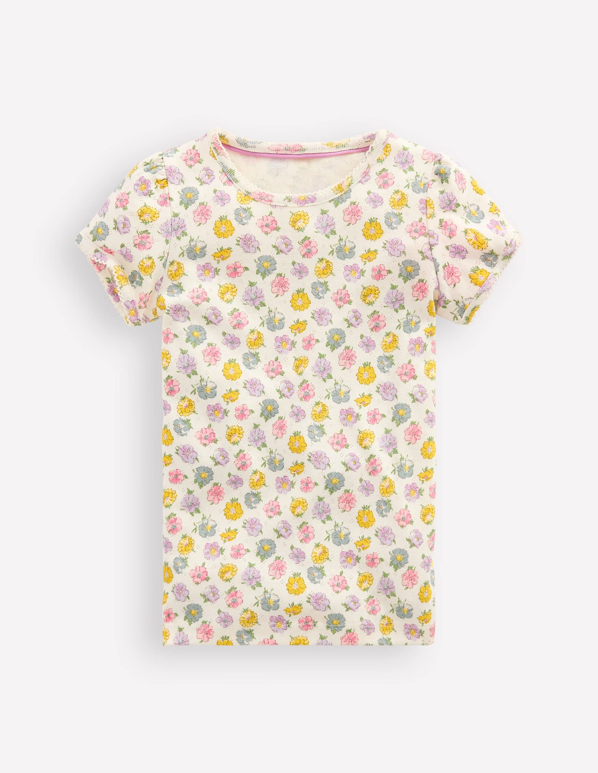 Short Sleeve Pointelle Top-Ivory Spaced Rosa