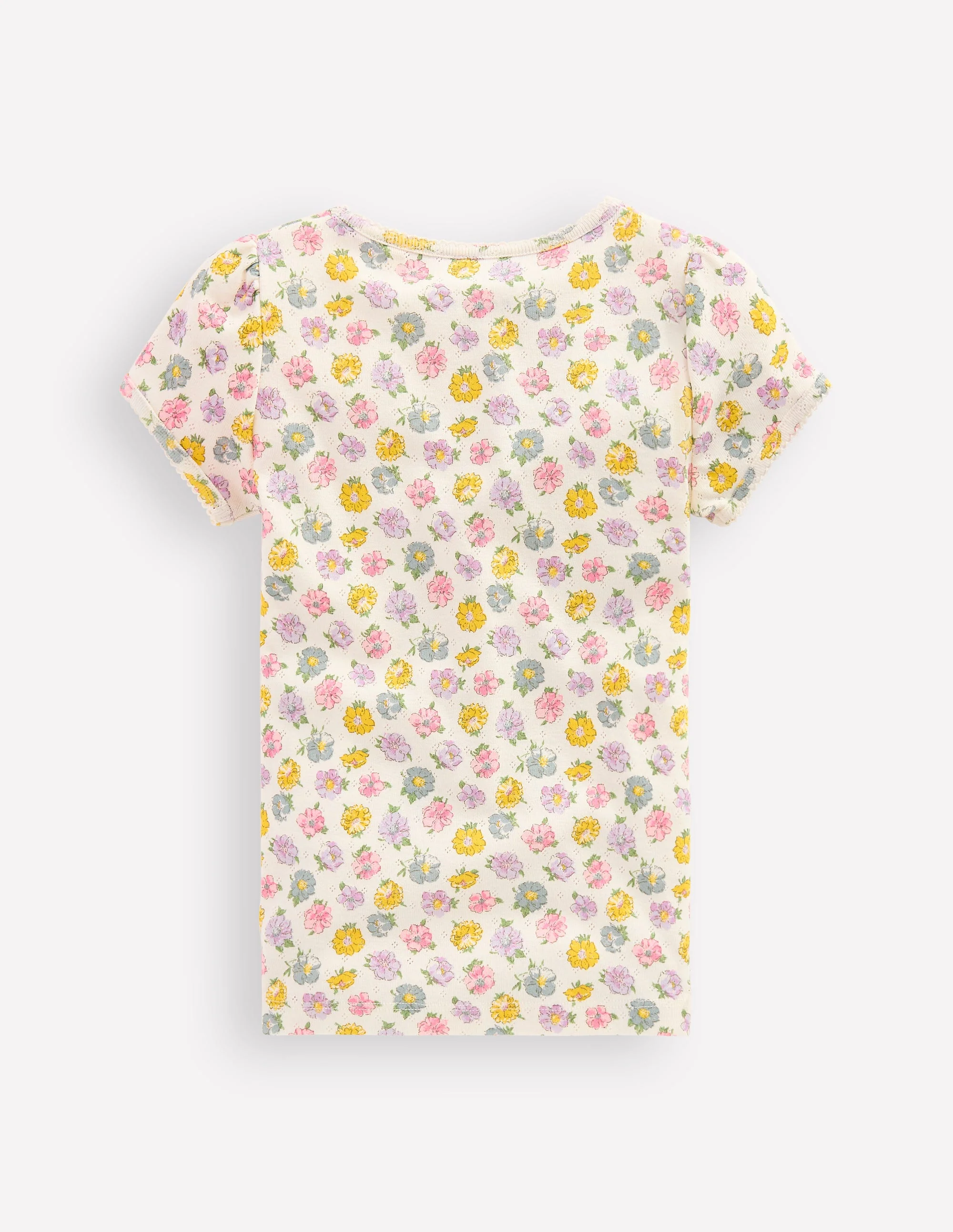 Short Sleeve Pointelle Top-Ivory Spaced Rosa - Image 2