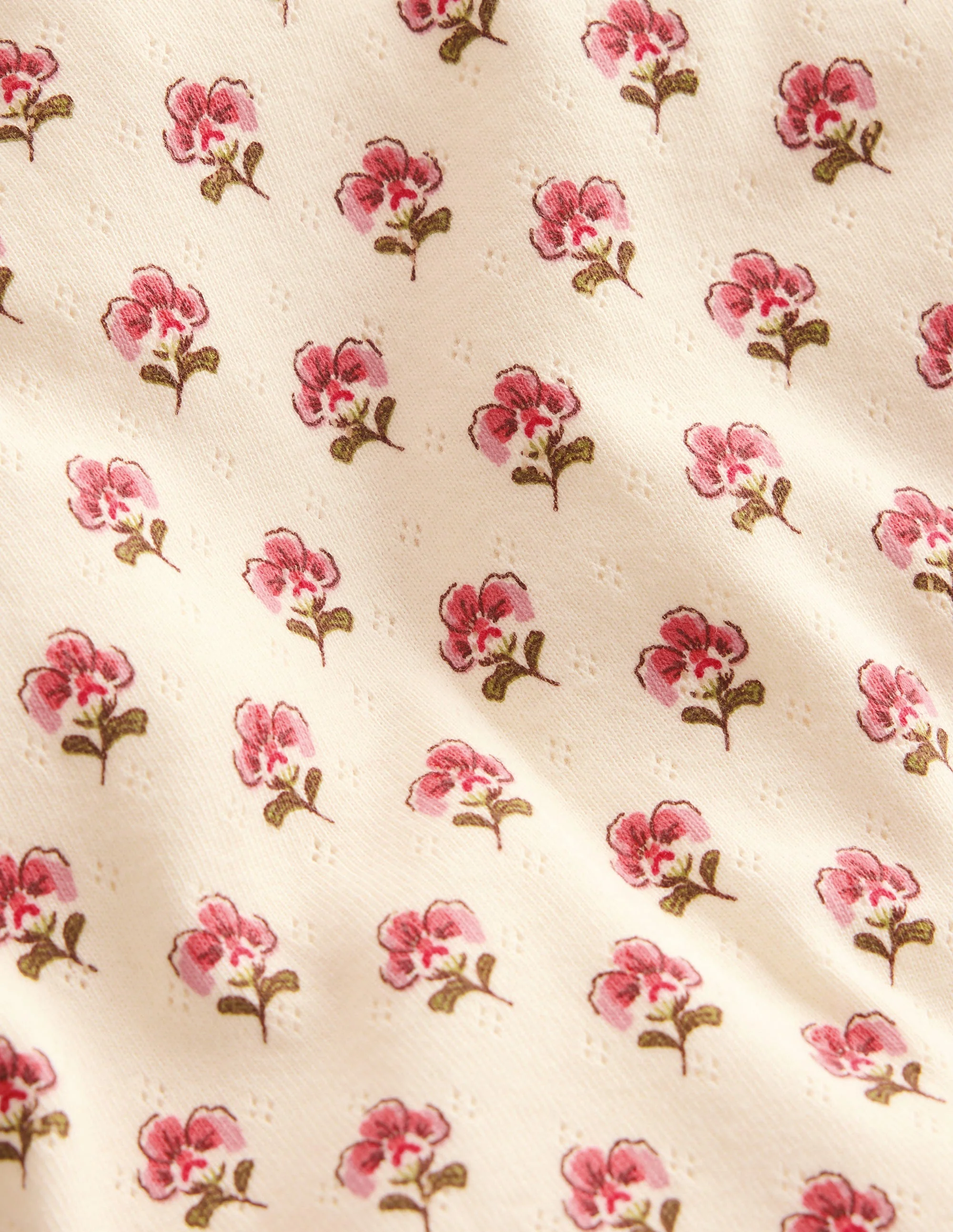 Short Sleeve Pointelle Top-Pink Floral - Image 3