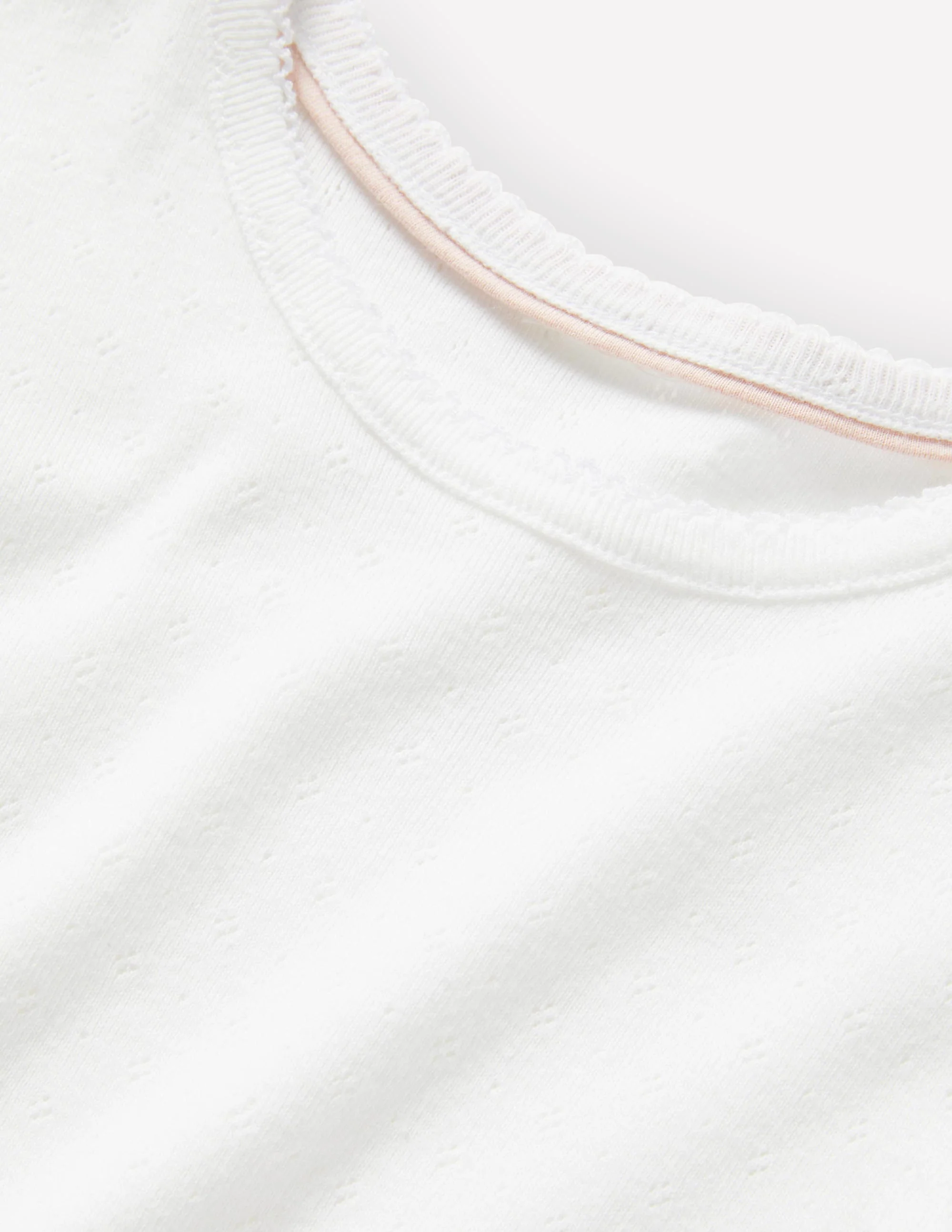 Short Sleeve Pointelle Top-White - Image 3