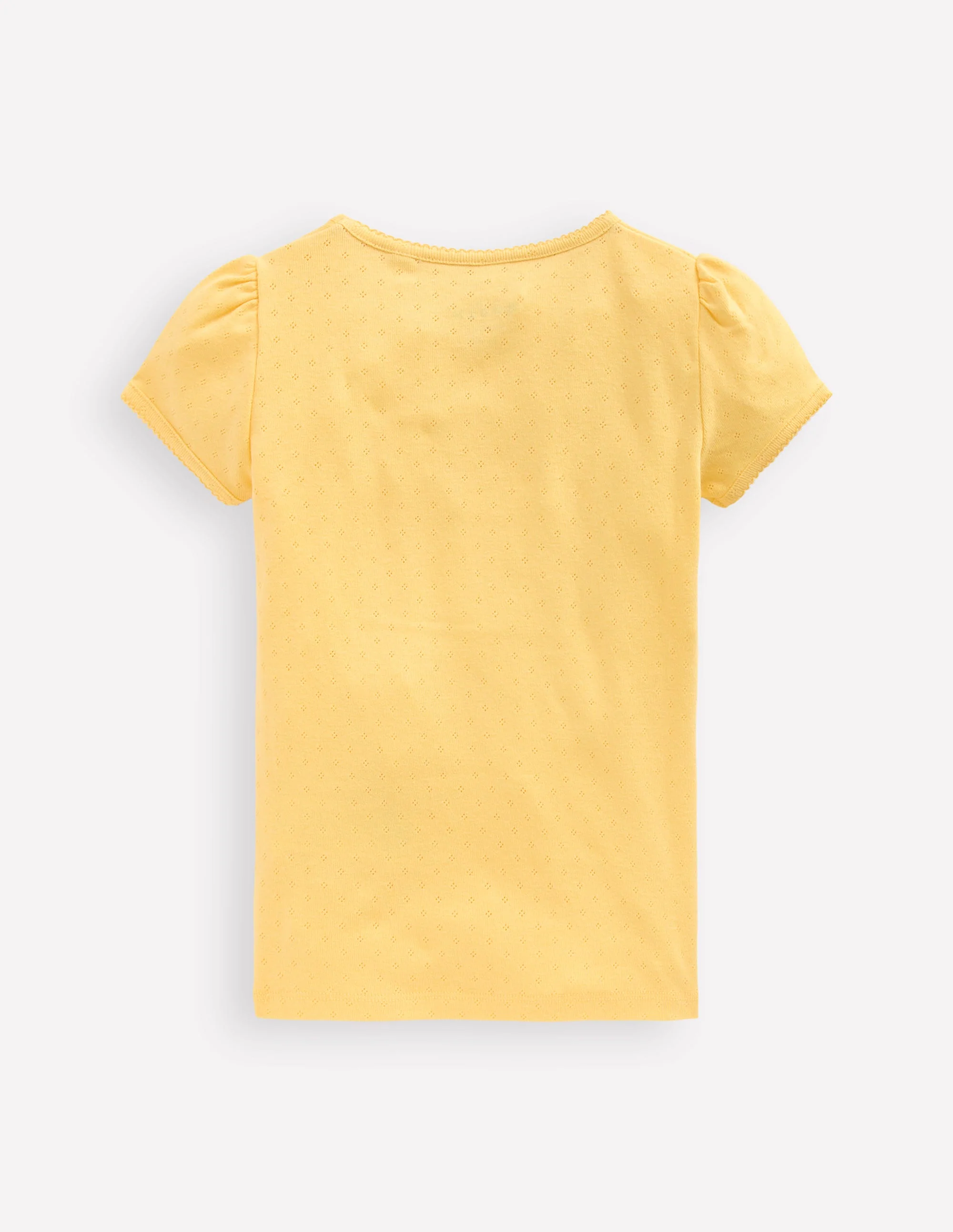 Short Sleeve Pointelle Top-Yellow - Image 2