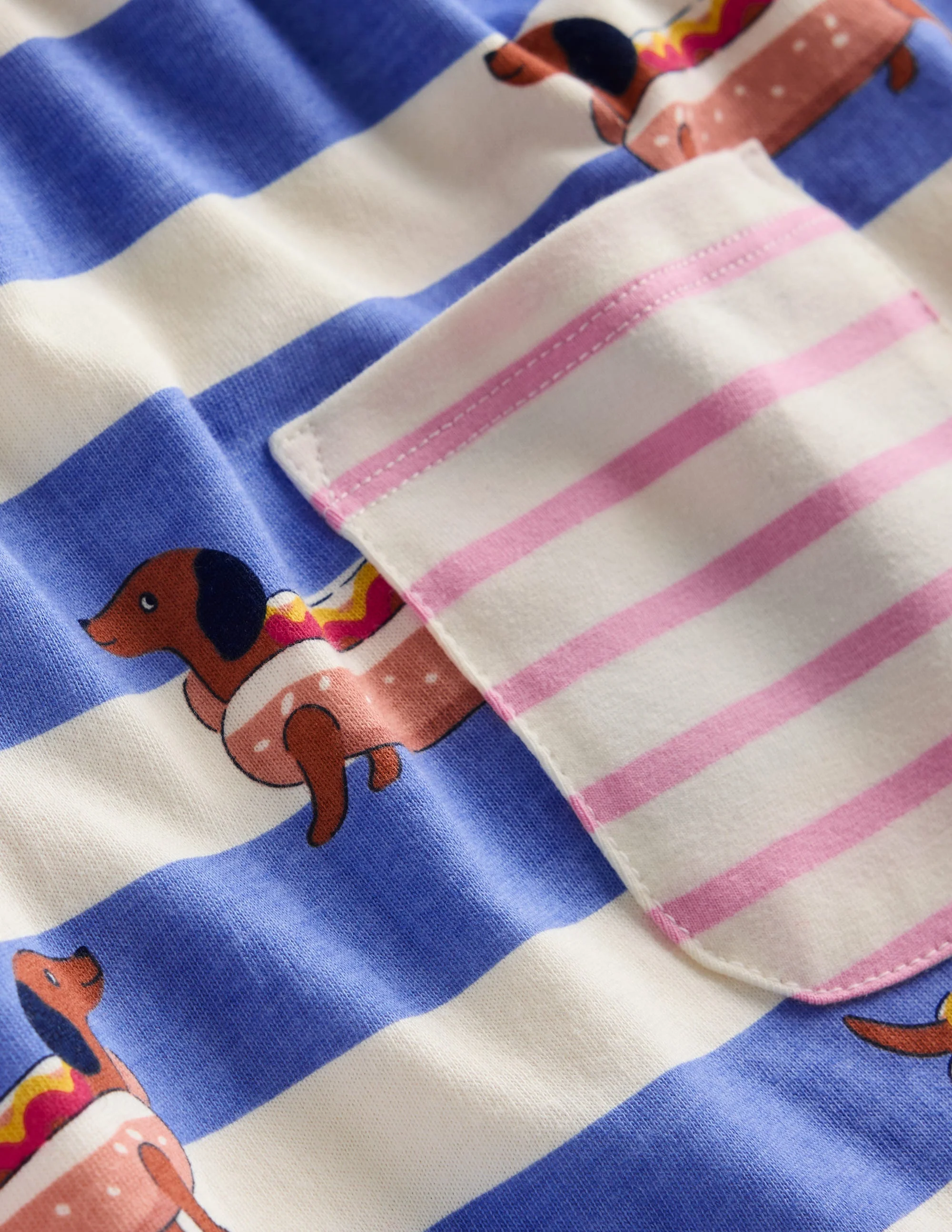 Short Sleeve Printed Tunic Set-Surf Blue Hot Dog - Image 3